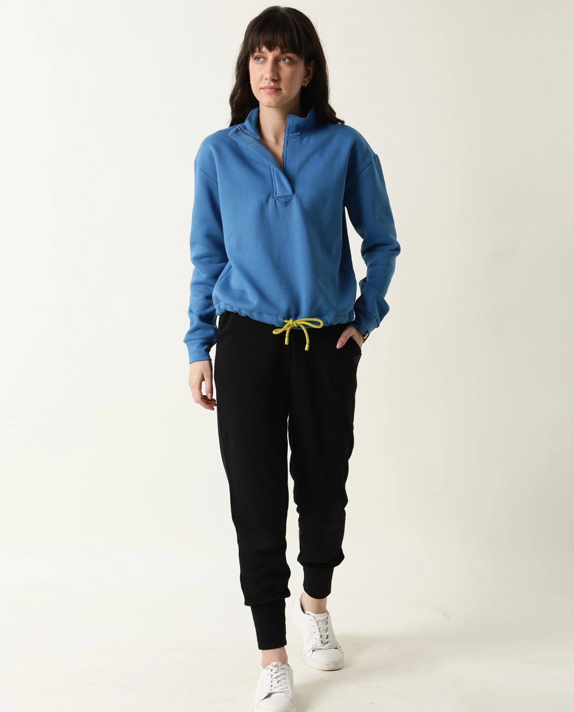 Rareism Women's Taffy-1 Blue High Neck Plain Relaxed Fit Sweatshirt - Image 6