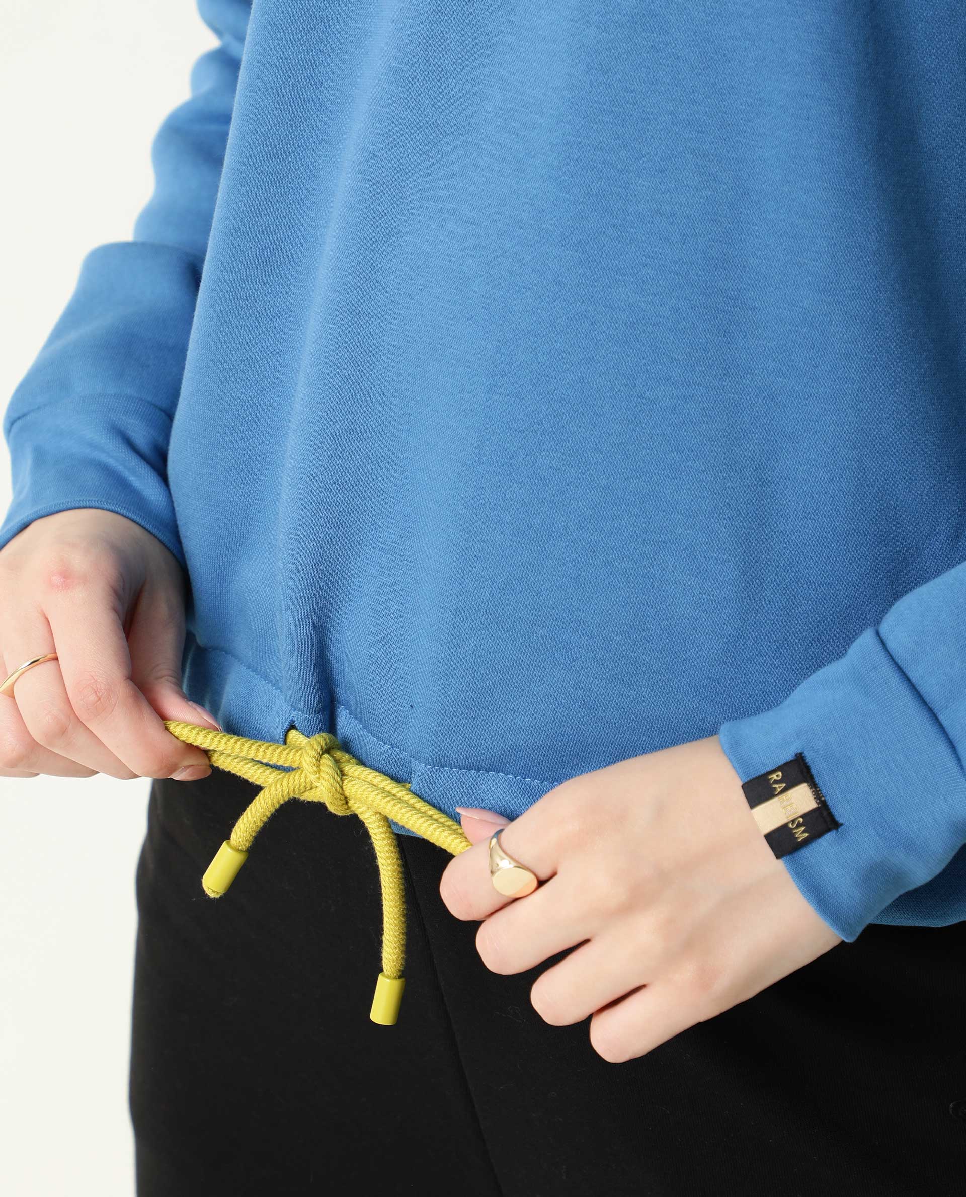 Rareism Women's Taffy-1 Blue High Neck Plain Relaxed Fit Sweatshirt - Image 7
