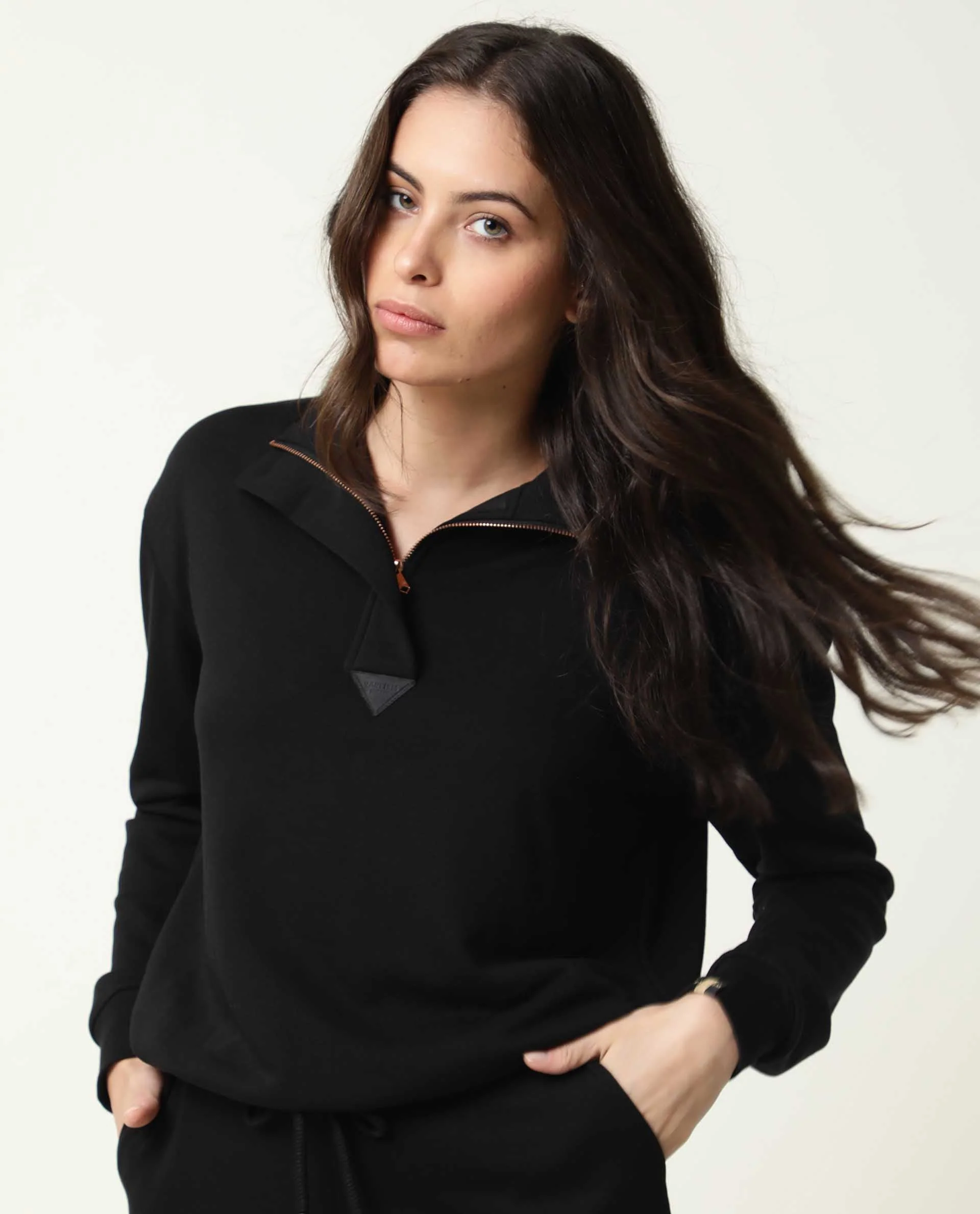 Rareism Women's Taffy-1 Black High Neck Plain Relaxed Fit Sweatshirt - Image 5