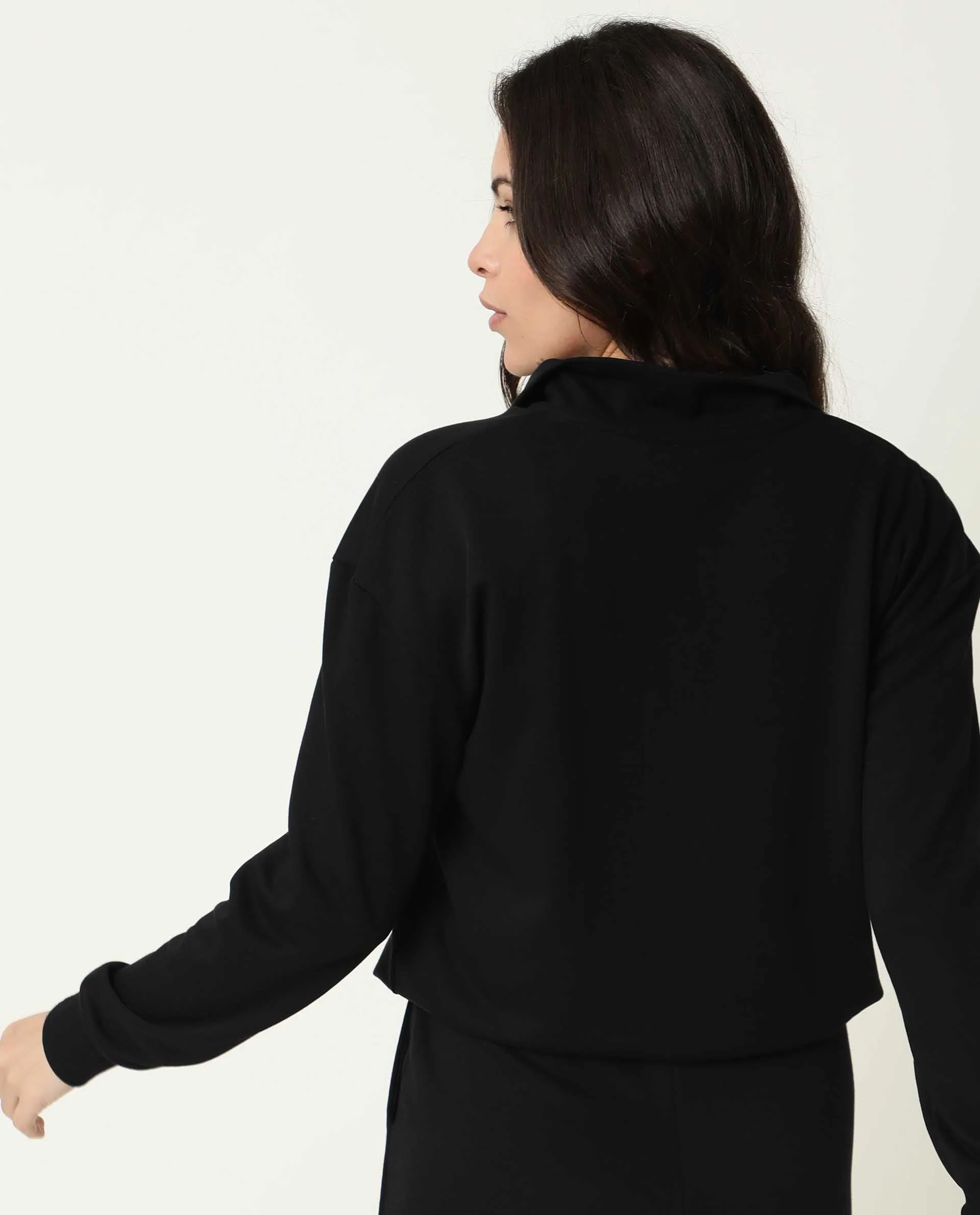 Rareism Women's Taffy-1 Black High Neck Plain Relaxed Fit Sweatshirt - Image 7