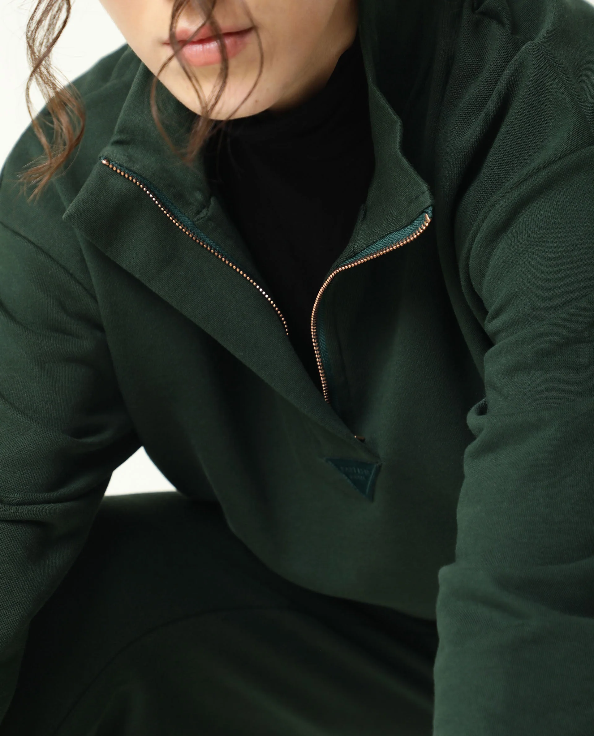 Rareism Women's Taffy-1 Green High Neck Plain Relaxed Fit Sweatshirt - Image 6