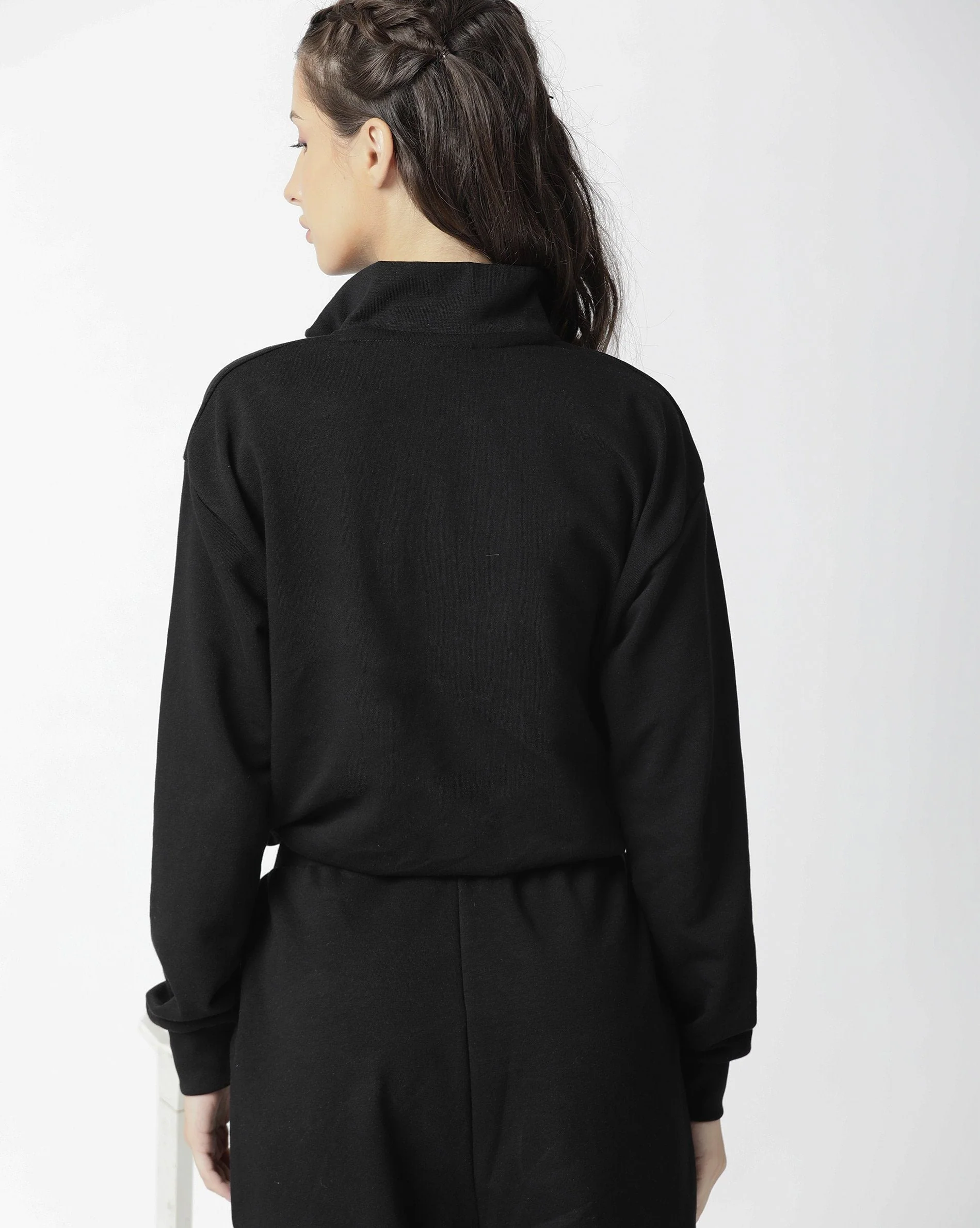 Rareism Women's Taffy Black High Neck Plain Relaxed Fit Sweatshirt - Image 6