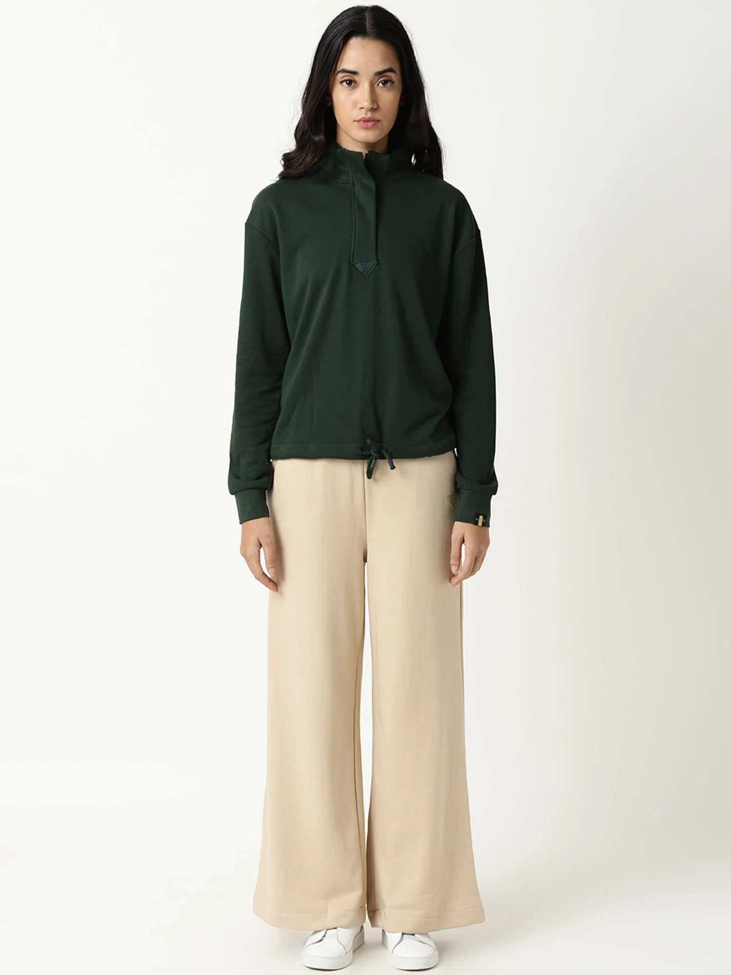 Rareism Women's Taffy Green High Neck Plain Relaxed Fit Sweatshirt - Image 2
