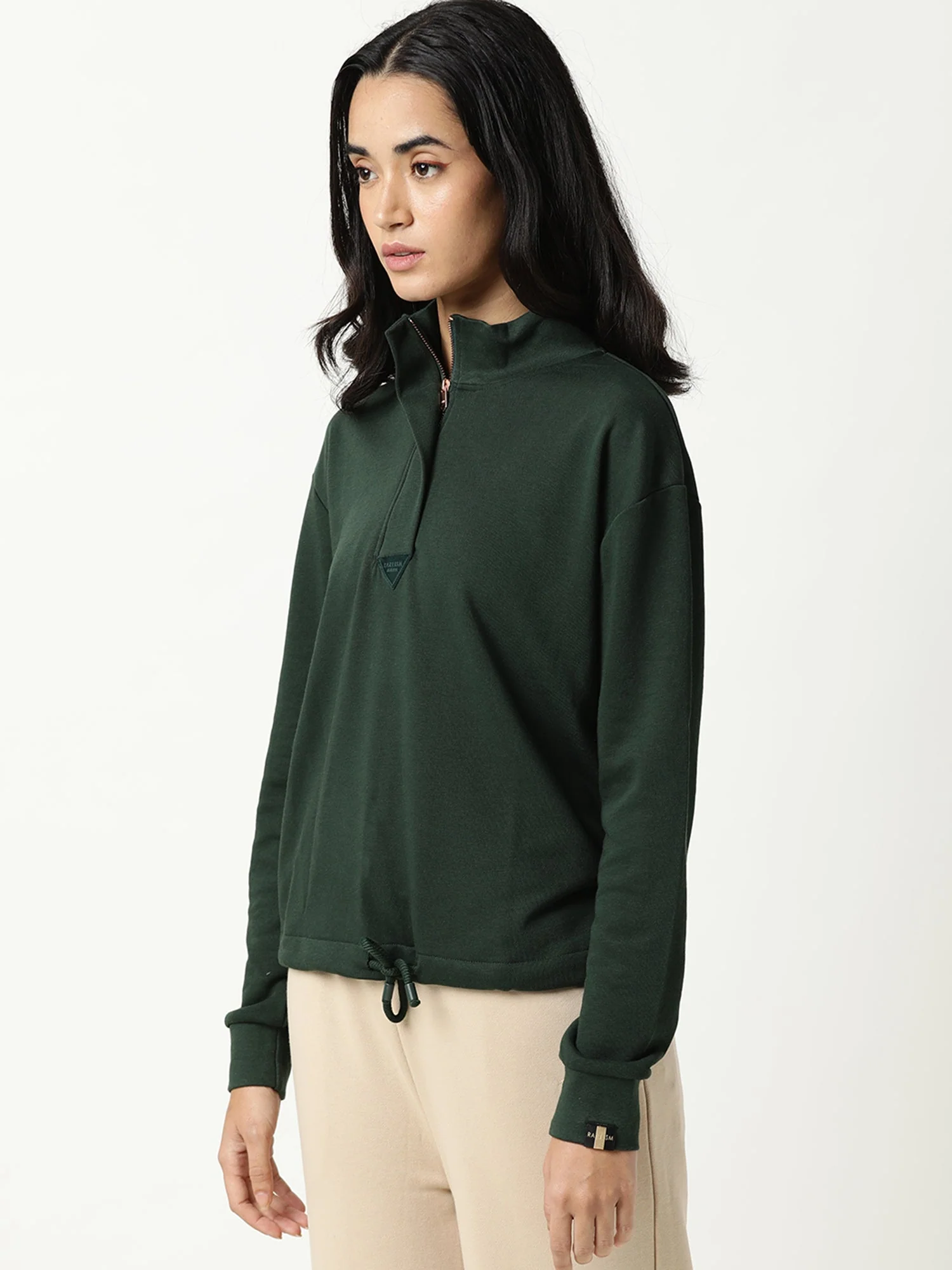Rareism Women's Taffy Green High Neck Plain Relaxed Fit Sweatshirt - Image 5