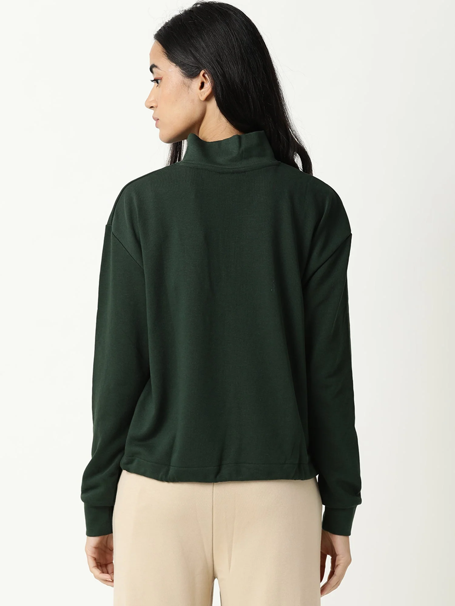 Rareism Women's Taffy Green High Neck Plain Relaxed Fit Sweatshirt - Image 6