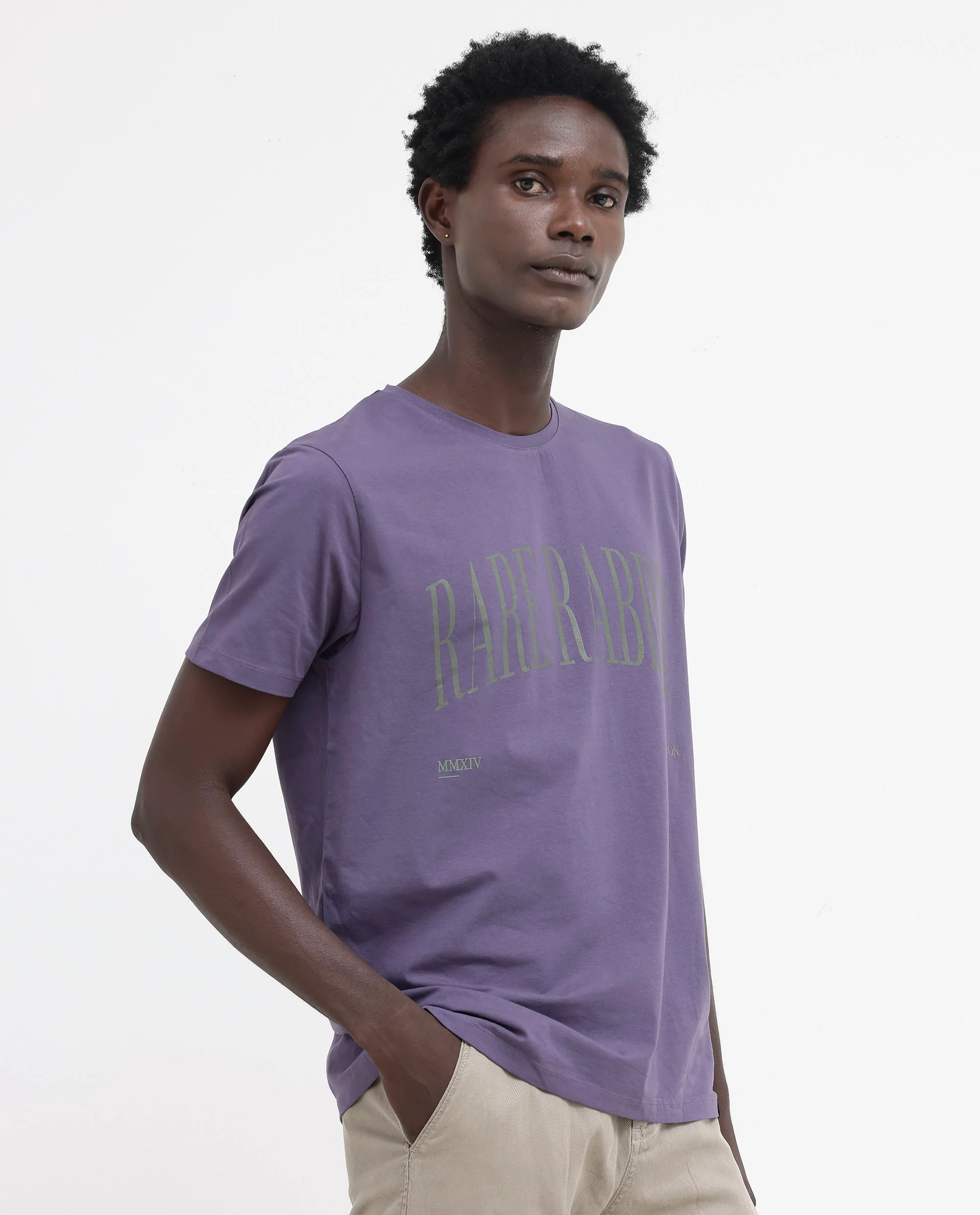 Rare Rabbit Men's Tage Dusky Purple Cotton Blend Graphic Print Regular Fit Half Sleeve Crew Neck T-Shirt - Image 10