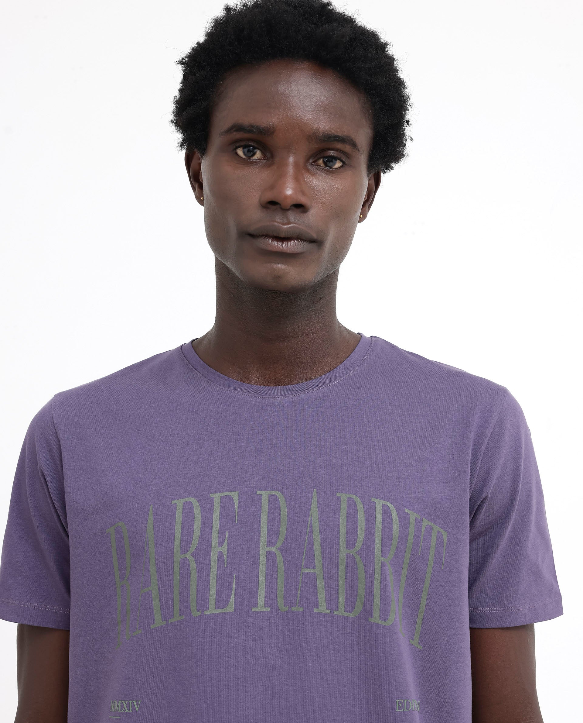Rare Rabbit Men's Tage Dusky Purple Cotton Blend Graphic Print Regular Fit Half Sleeve Crew Neck T-Shirt - Image 4