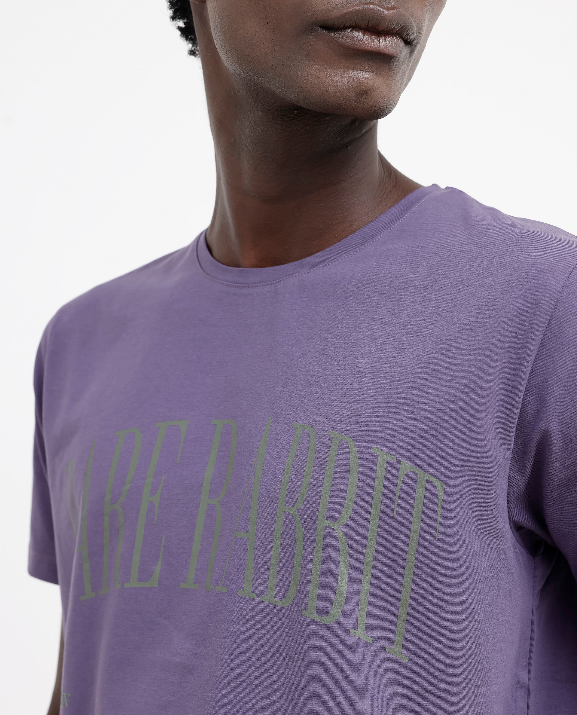 Rare Rabbit Men's Tage Dusky Purple Cotton Blend Graphic Print Regular Fit Half Sleeve Crew Neck T-Shirt - Image 5