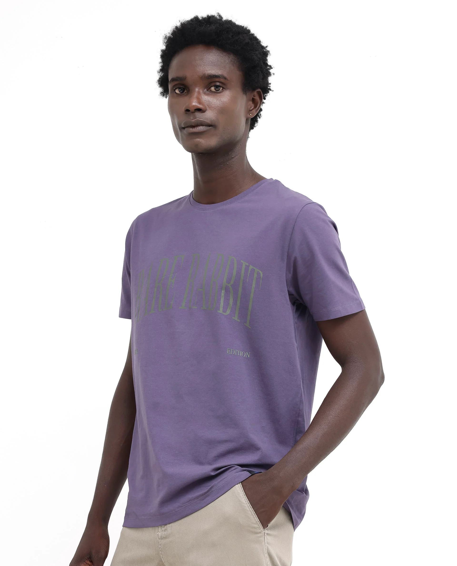 Rare Rabbit Men's Tage Dusky Purple Cotton Blend Graphic Print Regular Fit Half Sleeve Crew Neck T-Shirt - Image 7
