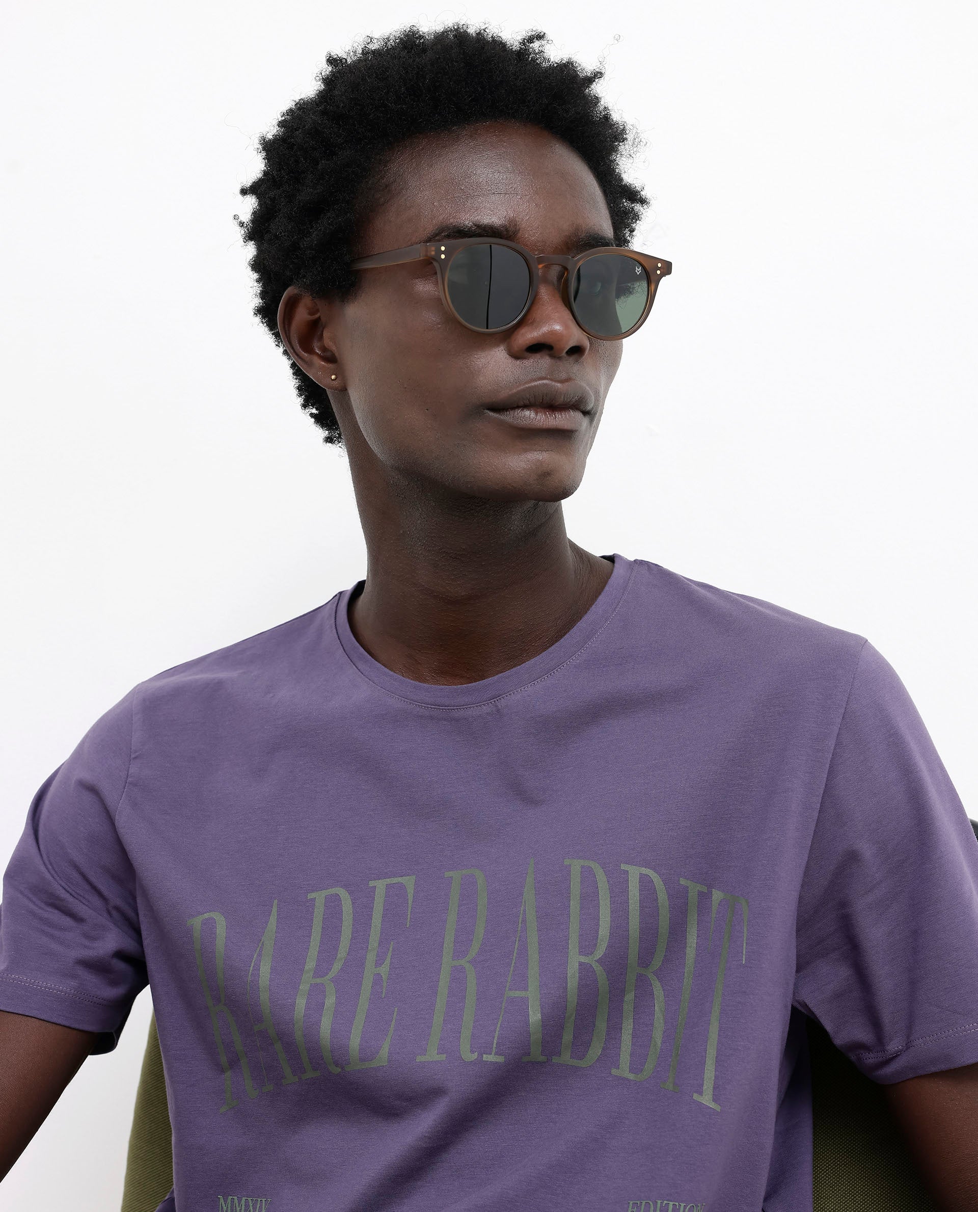 Rare Rabbit Men's Tage Dusky Purple Cotton Blend Graphic Print Regular Fit Half Sleeve Crew Neck T-Shirt - Image 8