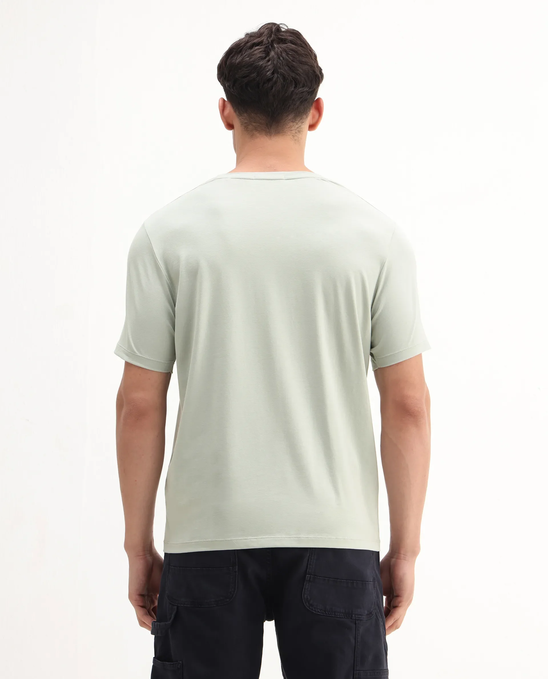 Rare Rabbit Men's Tain Pastel Green Cotton Blend Graphic Print Regular Fit Half Sleeve Crew Neck T-Shirt - Image 7