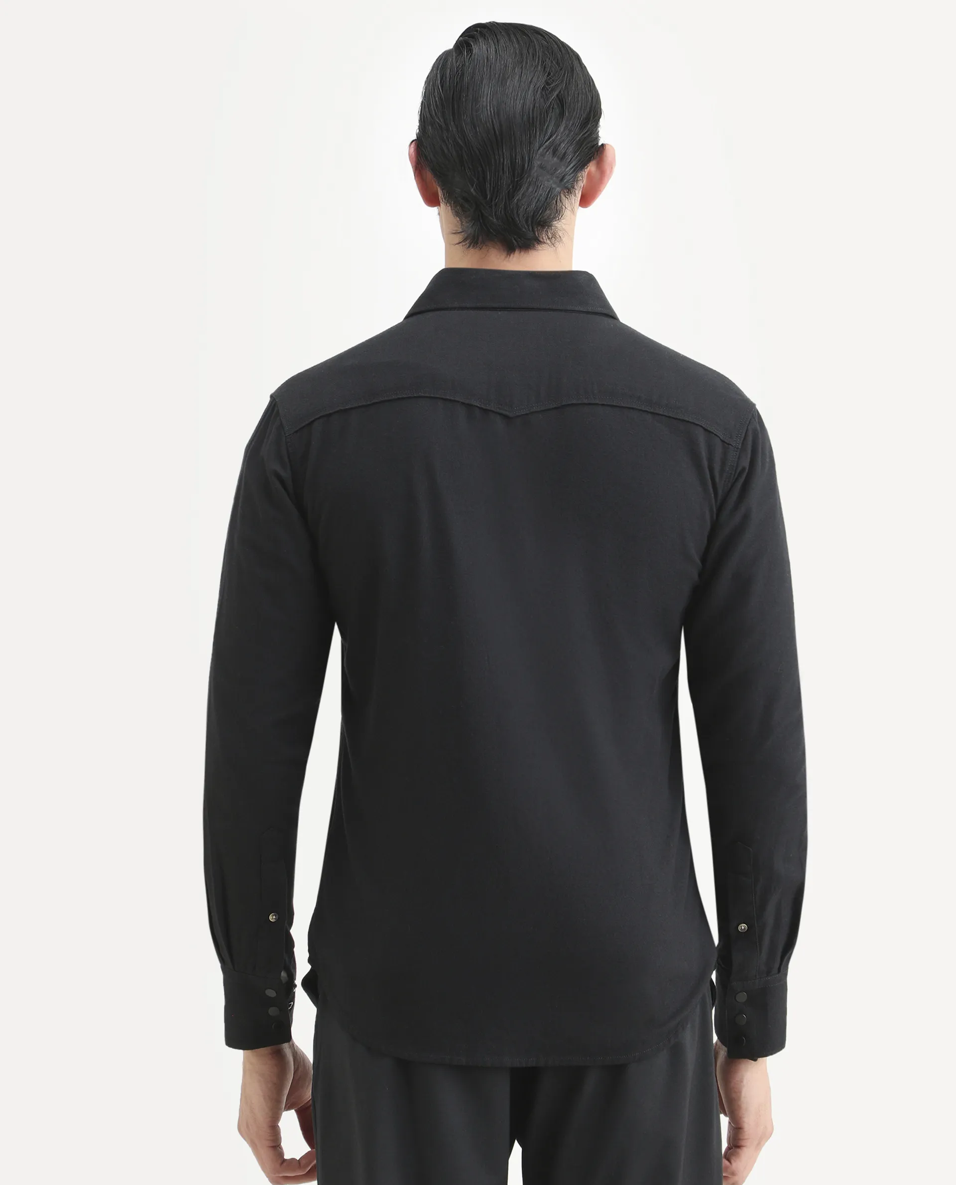 Rare Rabbit Men's Taison-25 Black Cotton Plain Regular Fit Full Sleeve Collared Shirt - Image 8