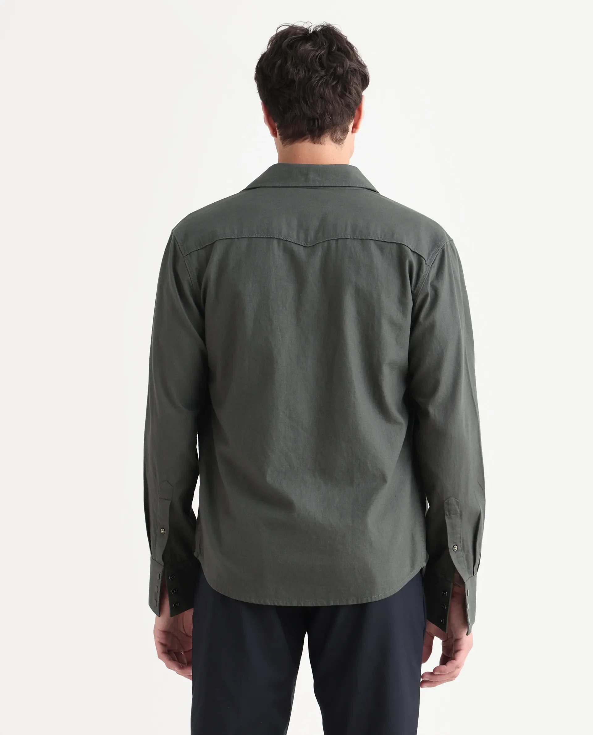 Rare Rabbit Men's Taison-25 Dark Grey Cotton Plain Regular Fit Full Sleeve Collared Shirt - Image 7