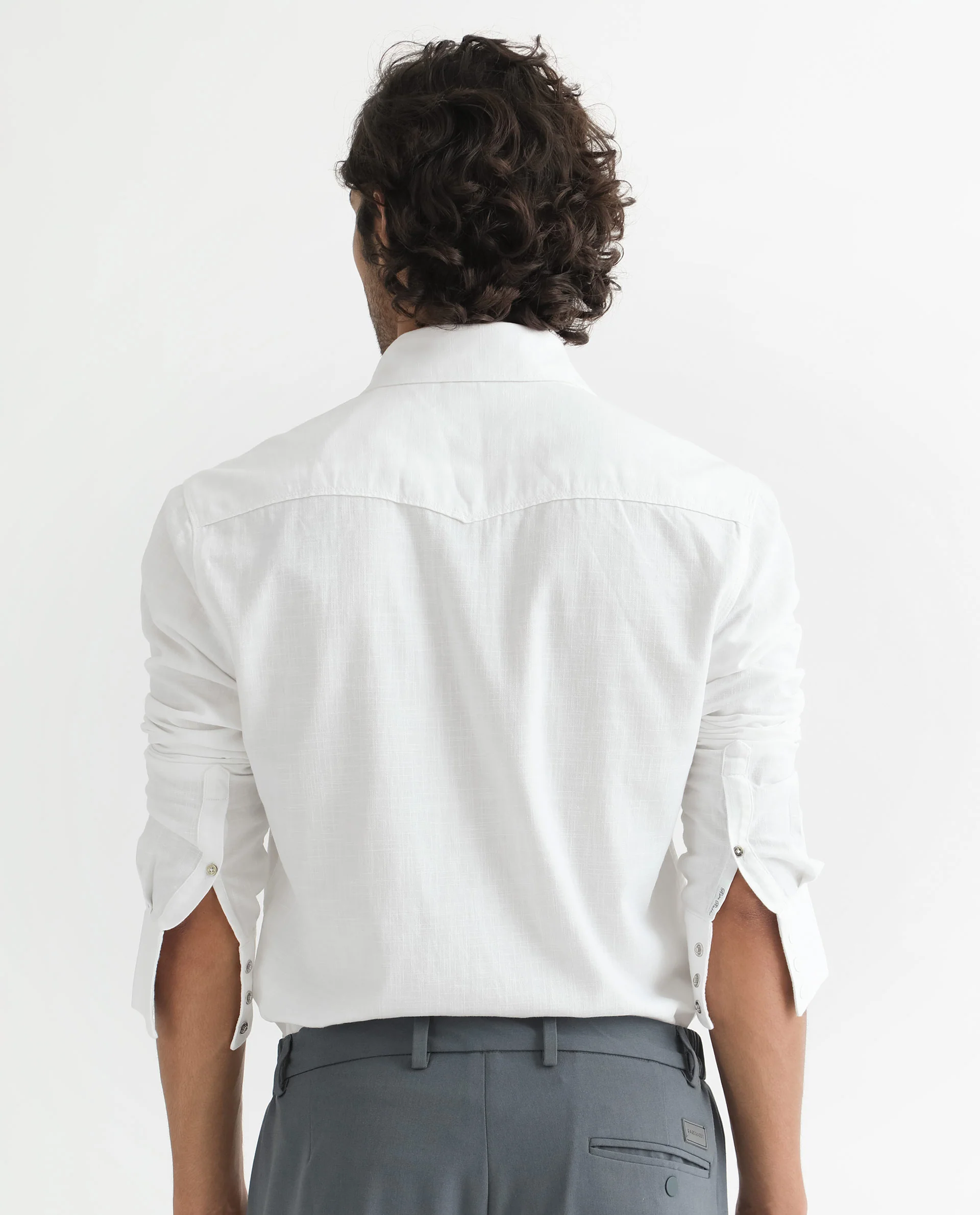 Rare Rabbit Men's Taison White Cotton Plain Regular Fit Full Sleeve Spread Collar Shirt - Image 10