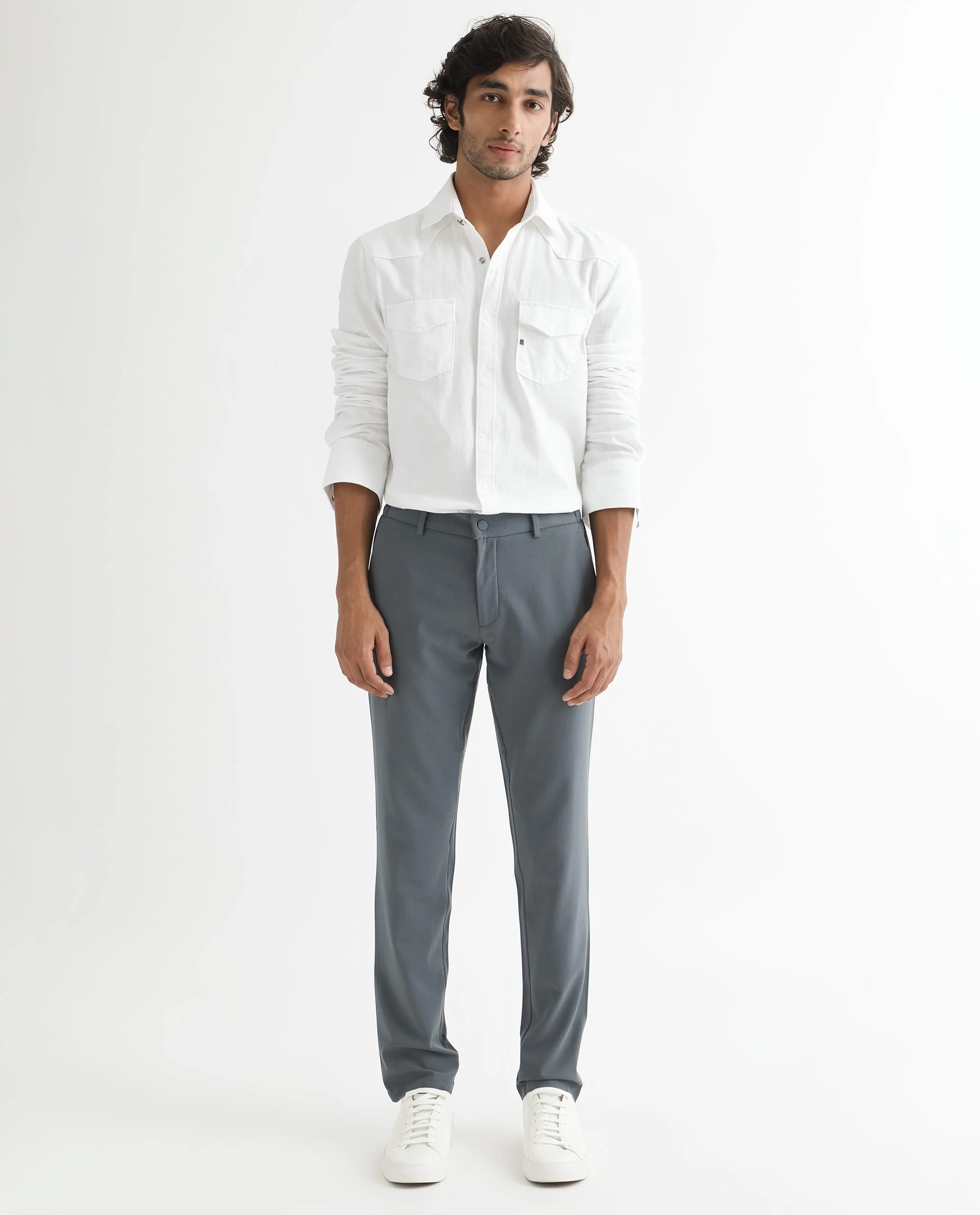 Rare Rabbit Men's Taison White Cotton Plain Regular Fit Full Sleeve Spread Collar Shirt - Image 2