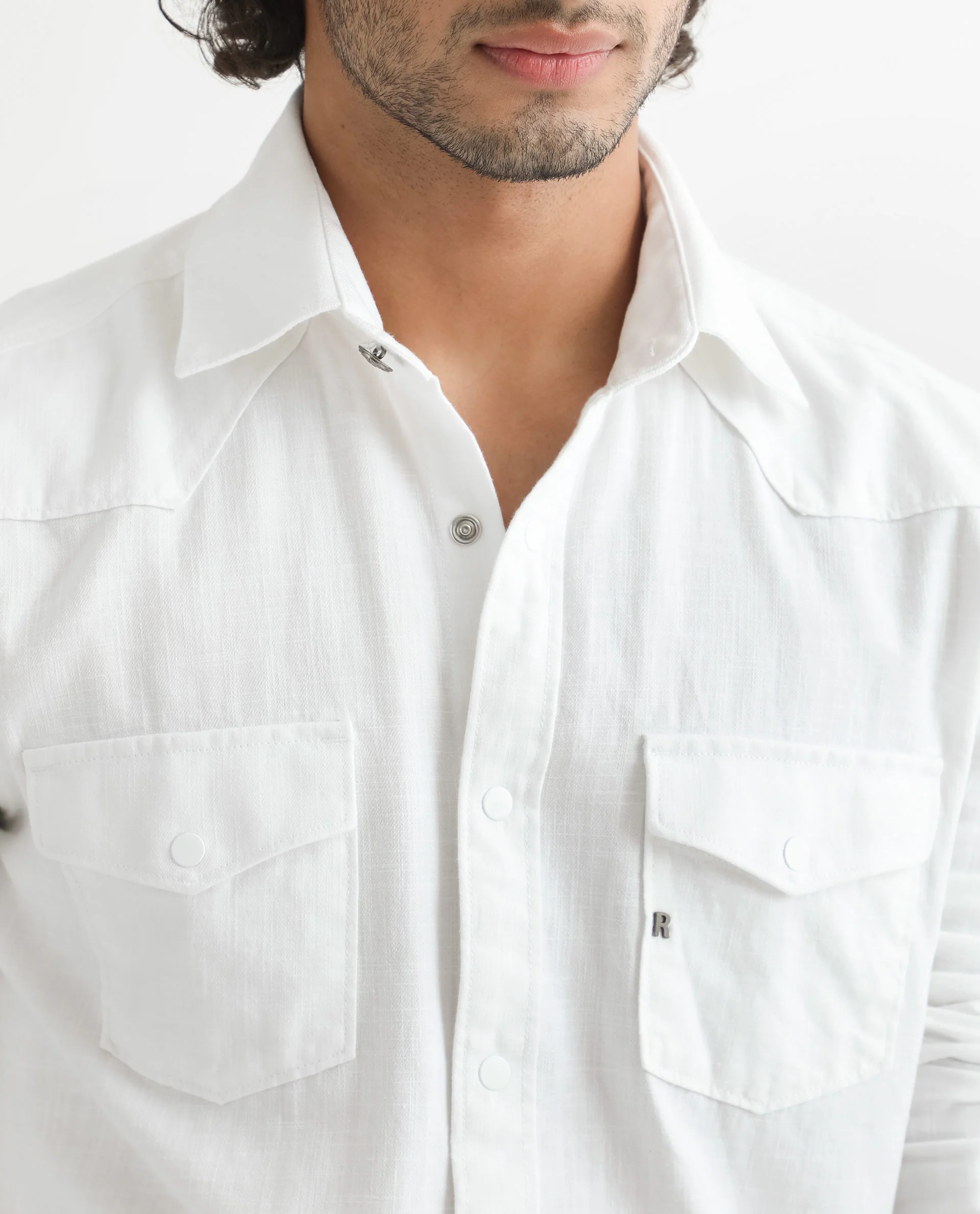 Rare Rabbit Men's Taison White Cotton Plain Regular Fit Full Sleeve Spread Collar Shirt - Image 4