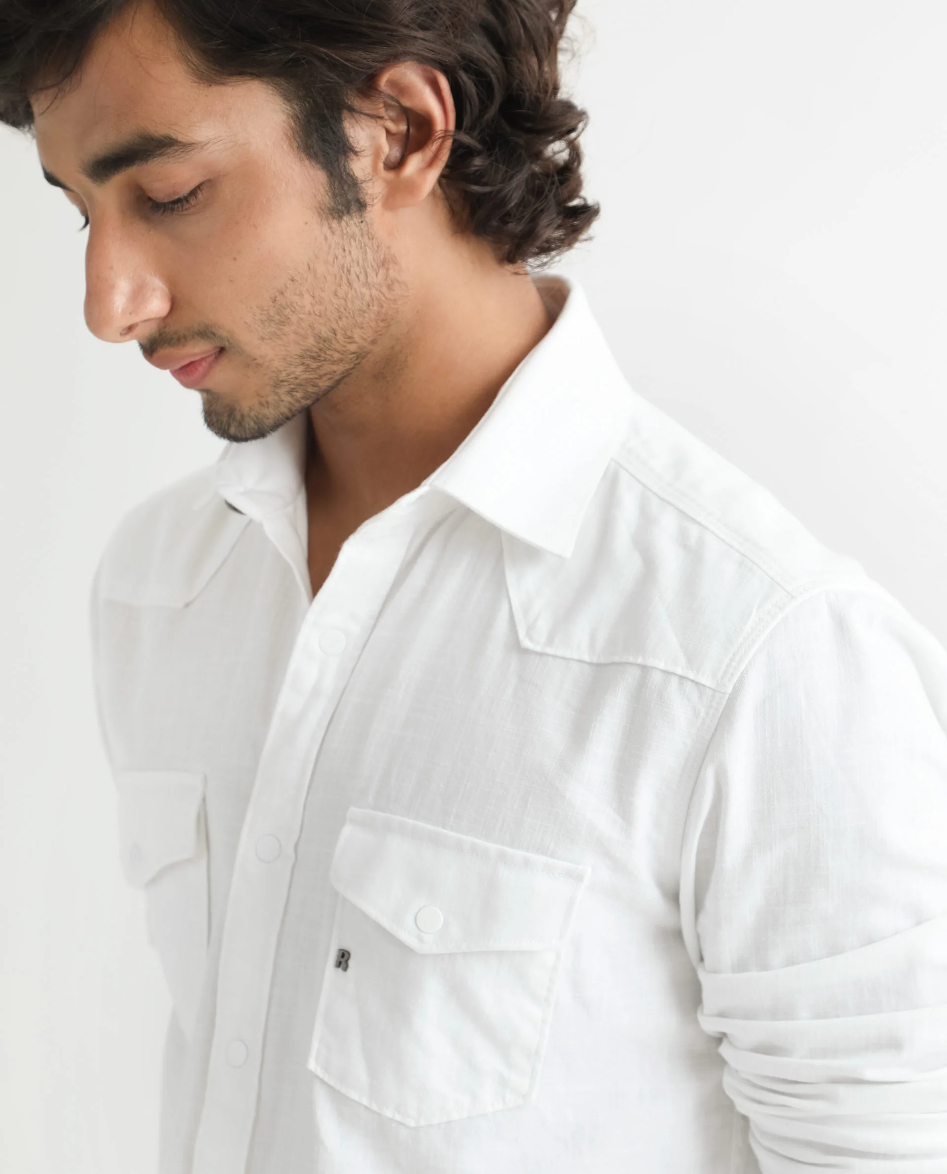 Rare Rabbit Men's Taison White Cotton Plain Regular Fit Full Sleeve Spread Collar Shirt - Image 6