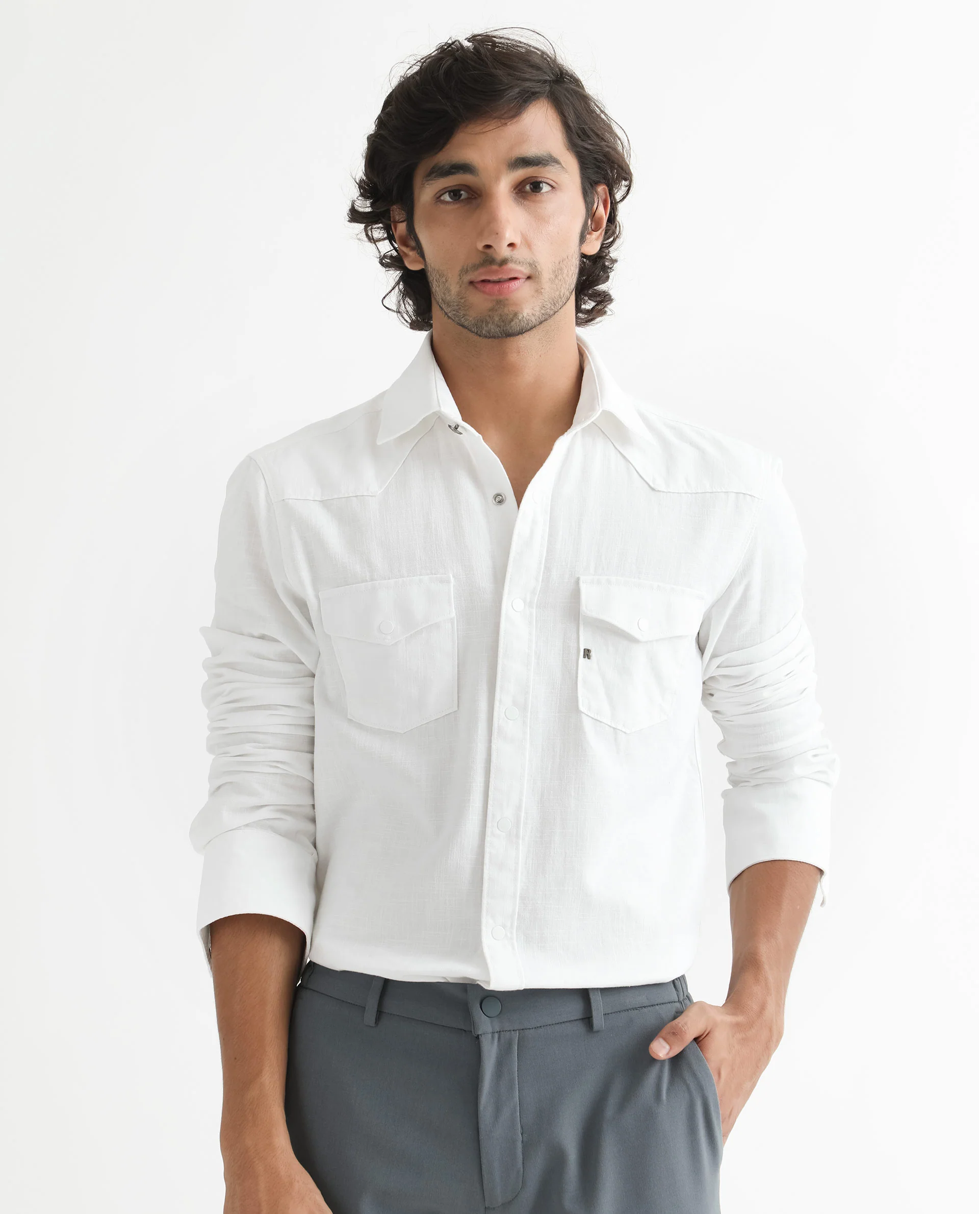 Rare Rabbit Men's Taison White Cotton Plain Regular Fit Full Sleeve Spread Collar Shirt - Image 7