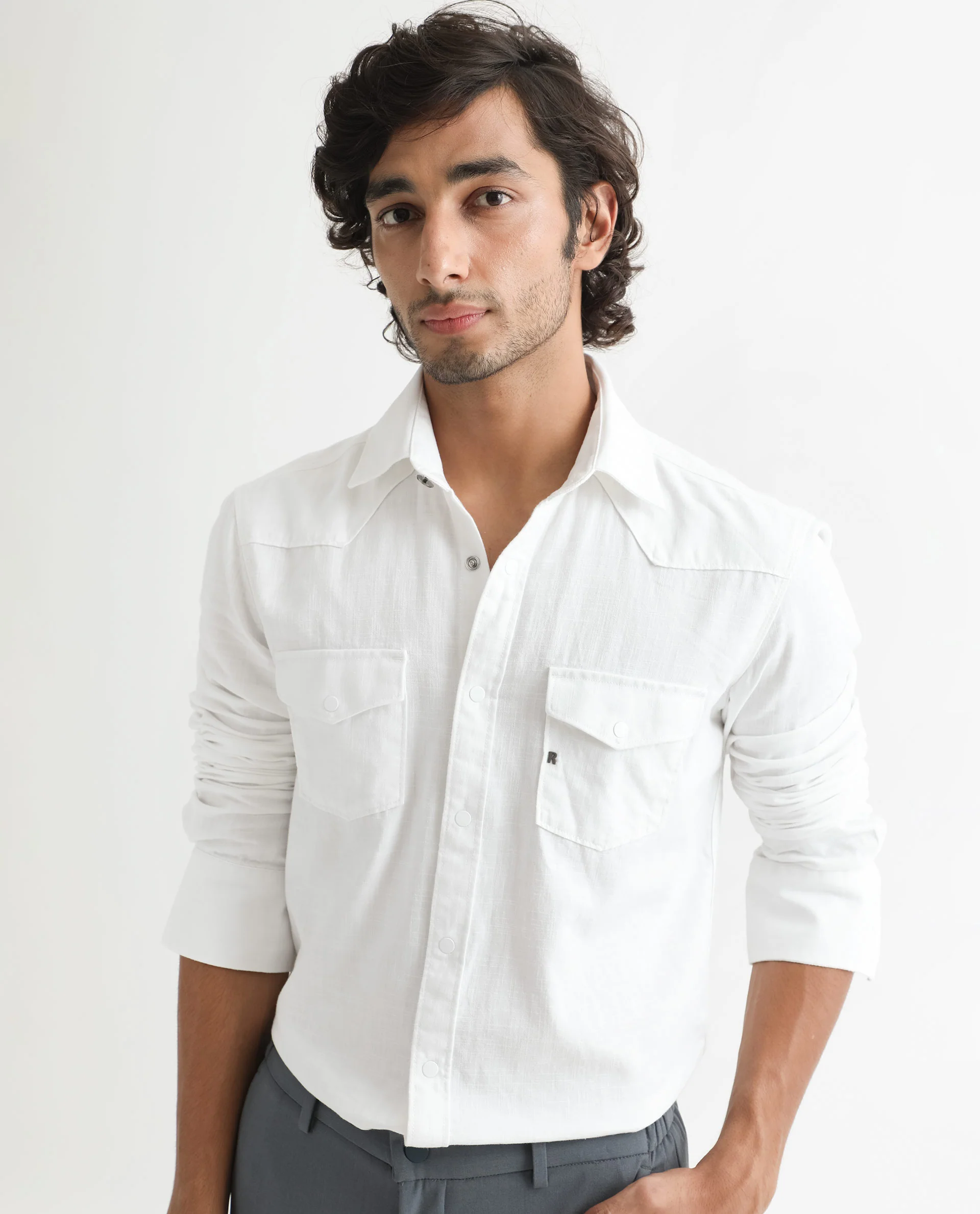 Rare Rabbit Men's Taison White Cotton Plain Regular Fit Full Sleeve Spread Collar Shirt - Image 8