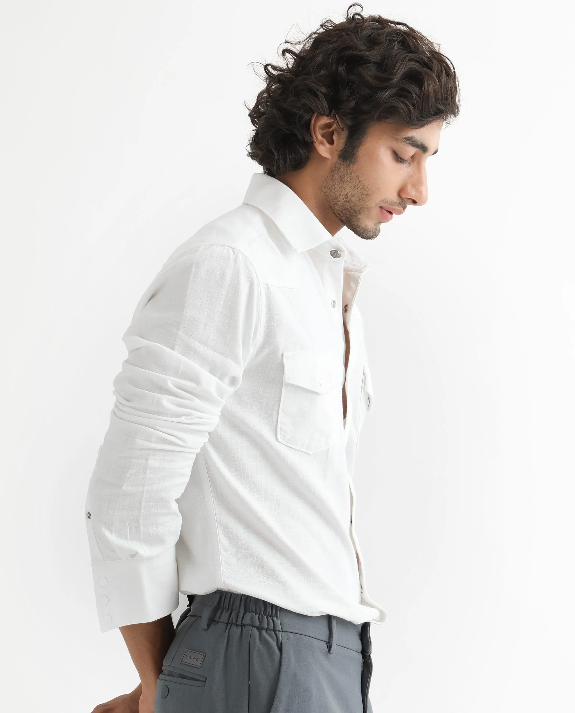 Rare Rabbit Men's Taison White Cotton Plain Regular Fit Full Sleeve Spread Collar Shirt - Image 9
