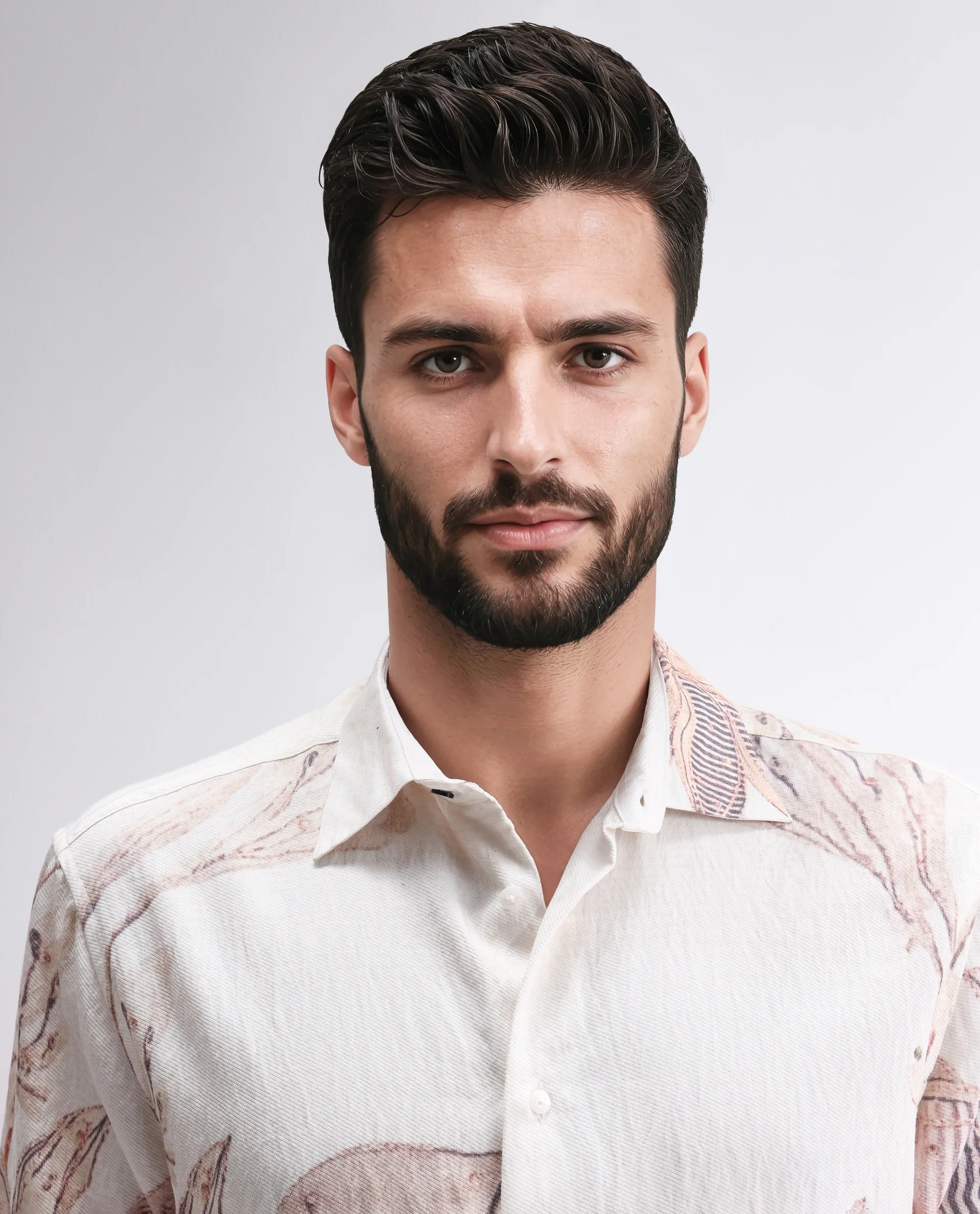 Rare Rabbit Men's Taks White Viscose Blend Floral Print Regular Fit Full Sleeve Collared Shirt - Image 4
