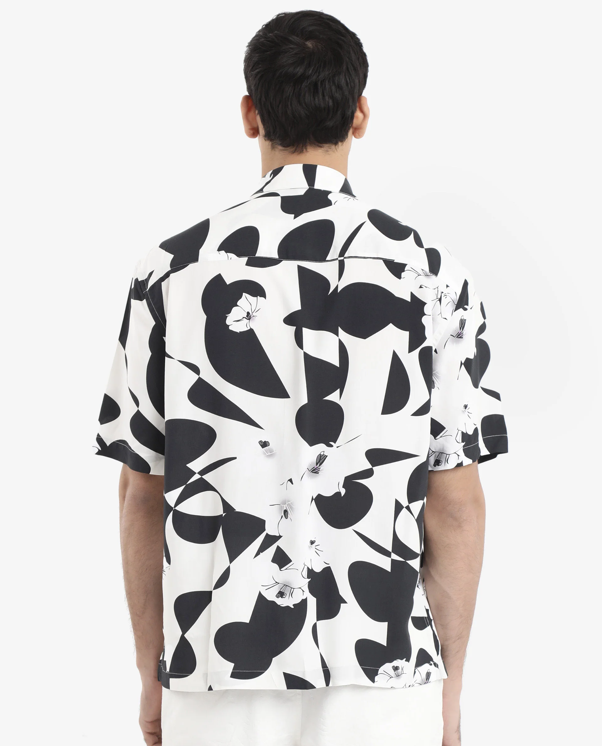Rare Rabbit Men's Talitha White Viscose Polka Print Boxy Fit Half Sleeve Collared Shirt - Image 7