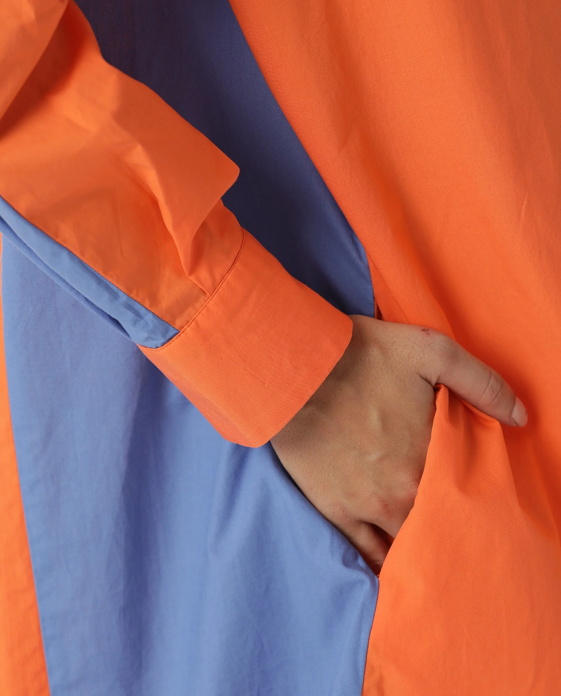 Rareism Women's Tally Orange Cotton Spread Collar Plain Cuffed Sleeve Mini Flared Dress - Image 8