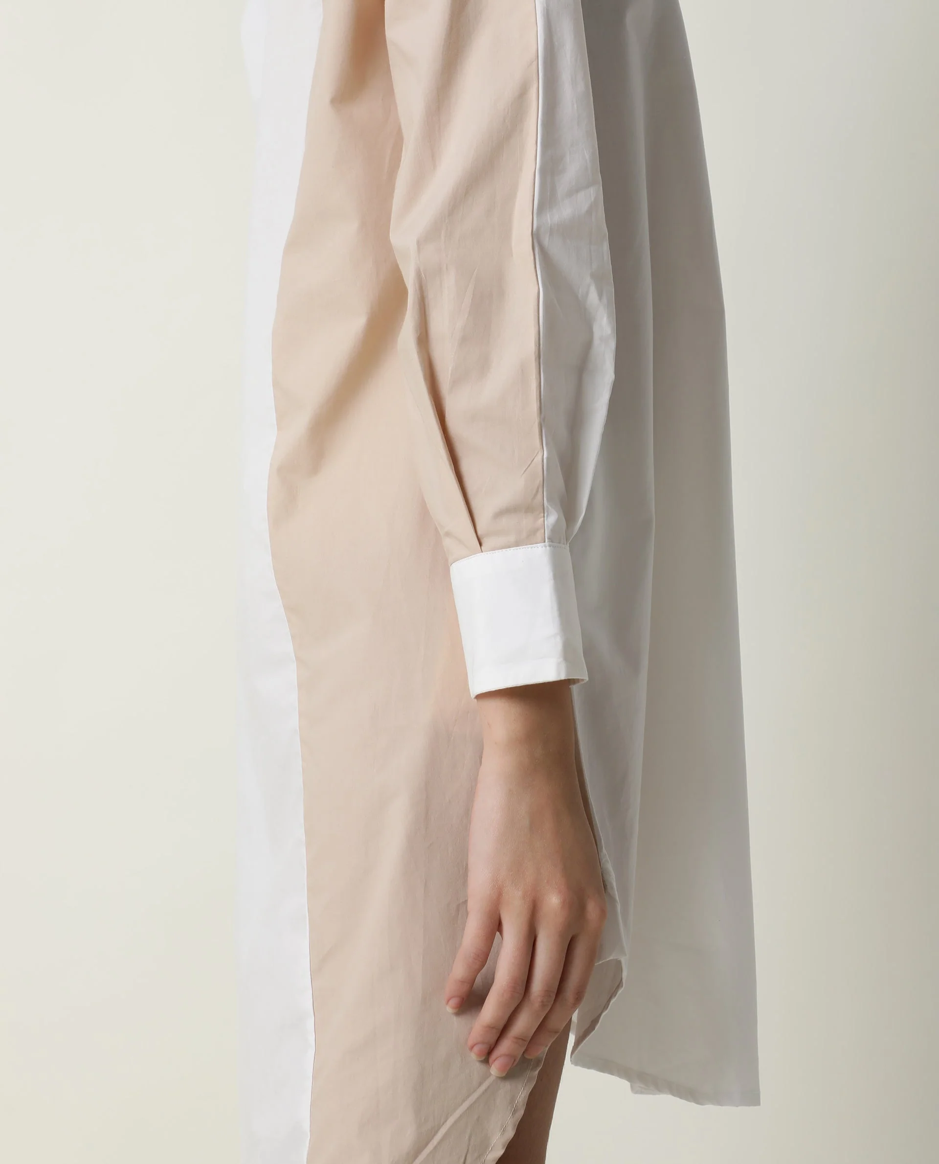 Rareism Women's Tally White Cotton Spread Collar Plain Cuffed Sleeve Mini Flared Dress - Image 3