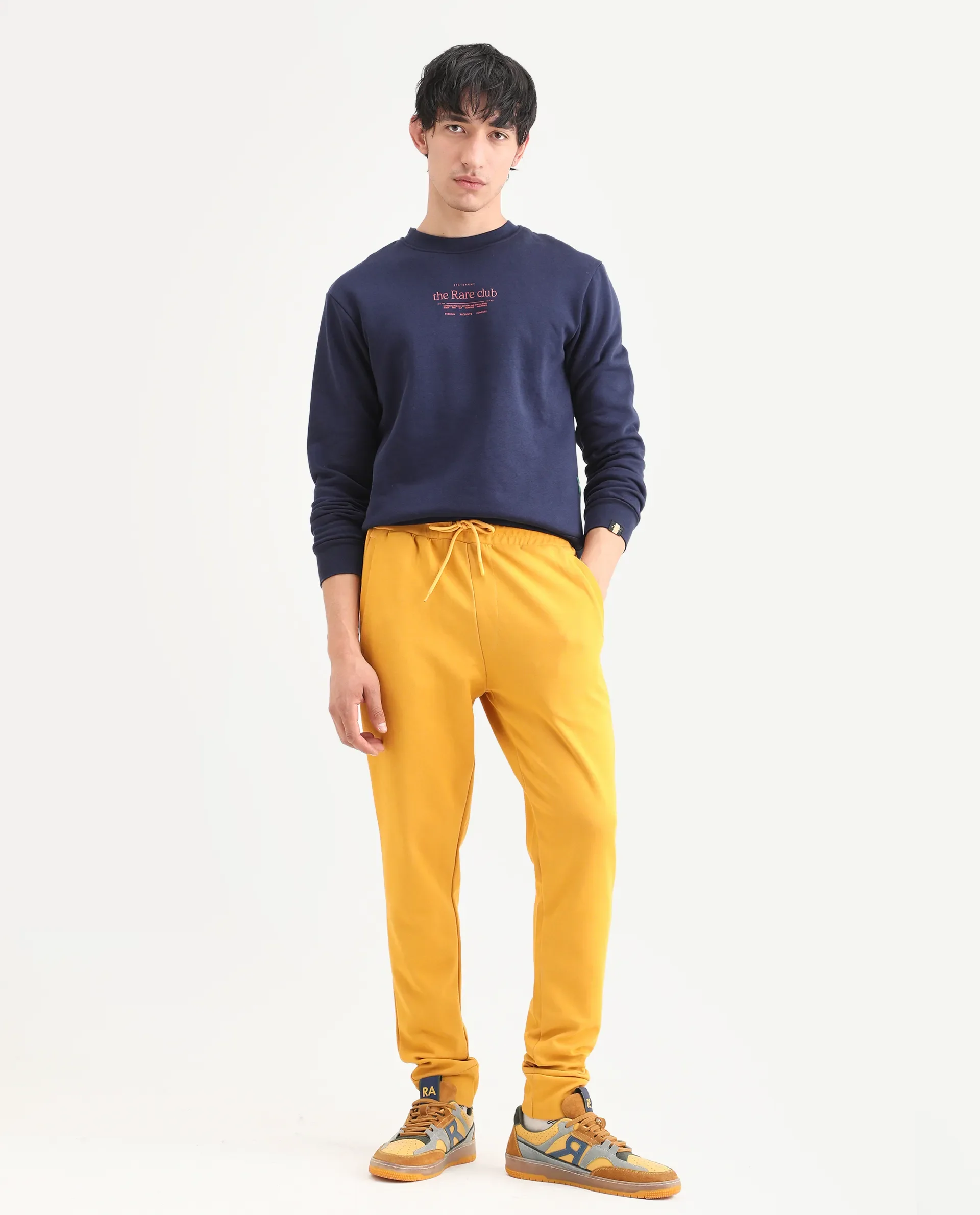 Rare Rabbit Men's Tamar Navy Cotton Blend Graphic Print Regular Fit Full Sleeve Crew Neck Sweatshirt - Image 2