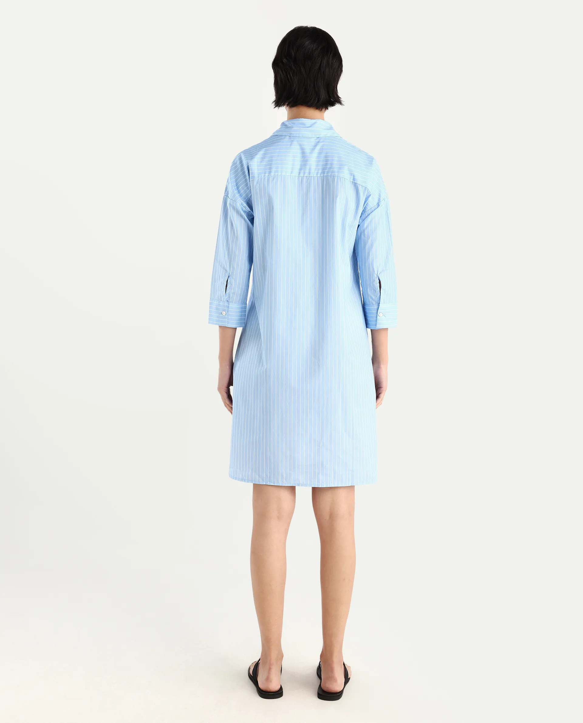 Rareism Women's Tanashi Blue Cotton Spread Collar Floral Print Cuffed Sleeve Mini Relaxed Fit Top - Image 7