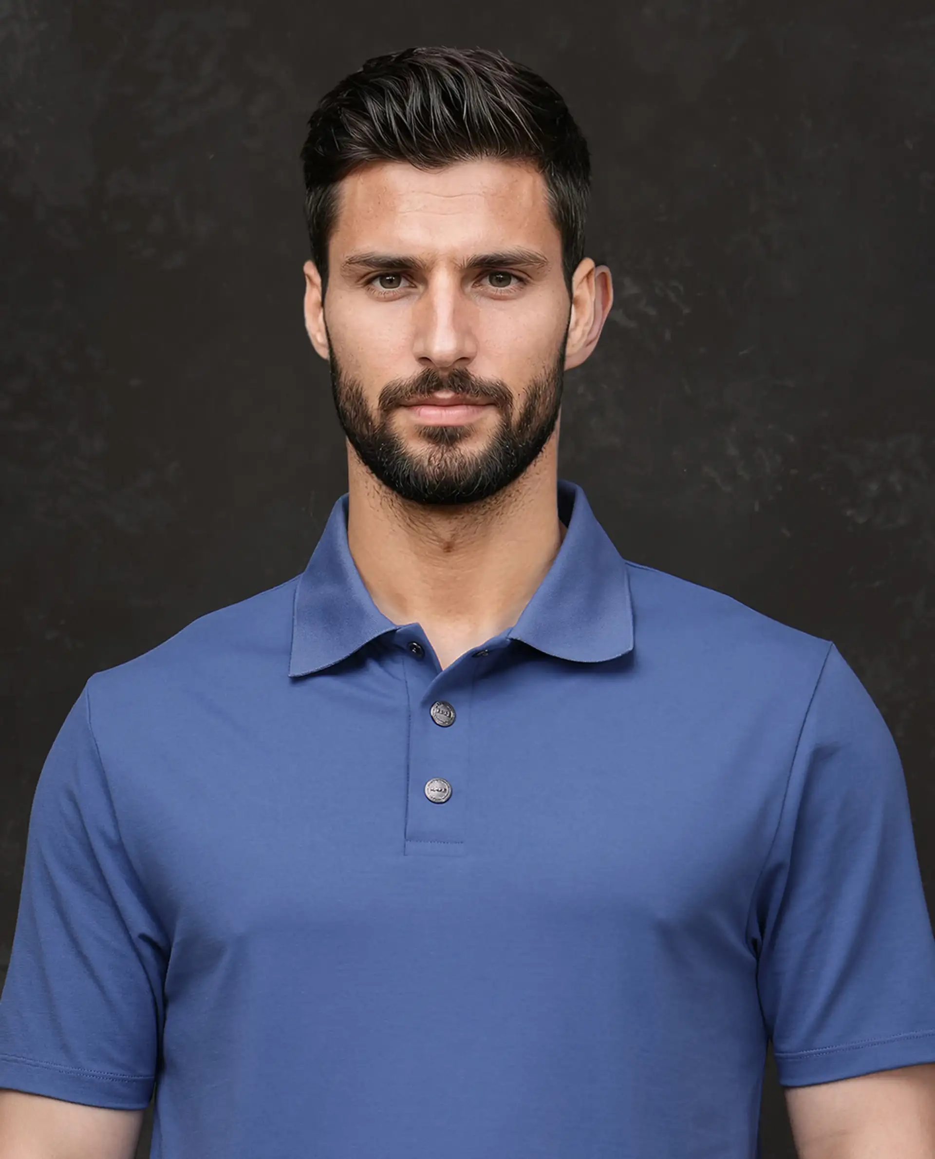 Rare Rabbit Men's Tang-25 Dusky Blue Cotton Blend Plain Regular Fit Half Sleeve Polo - Image 4