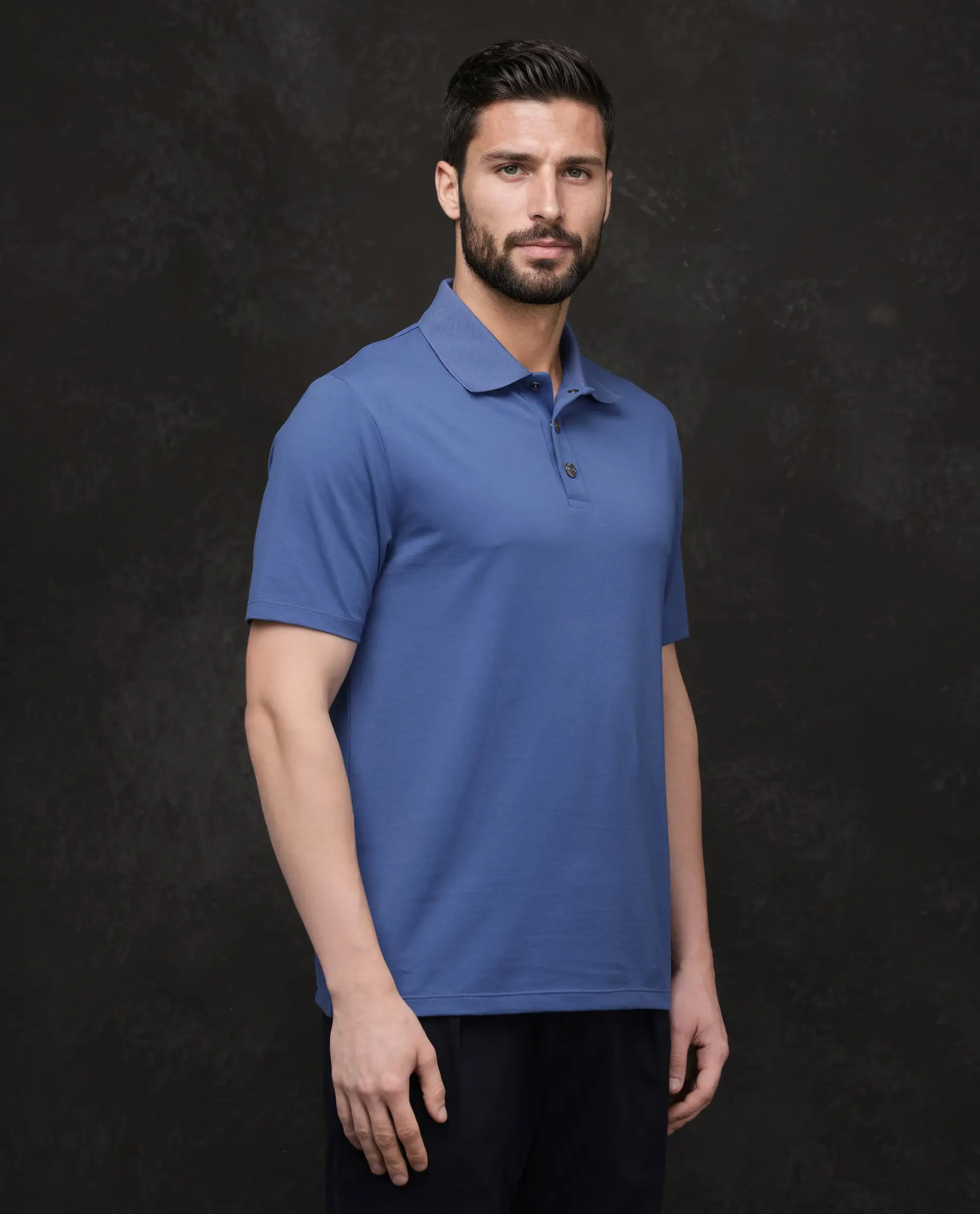 Rare Rabbit Men's Tang-25 Dusky Blue Cotton Blend Plain Regular Fit Half Sleeve Polo - Image 7