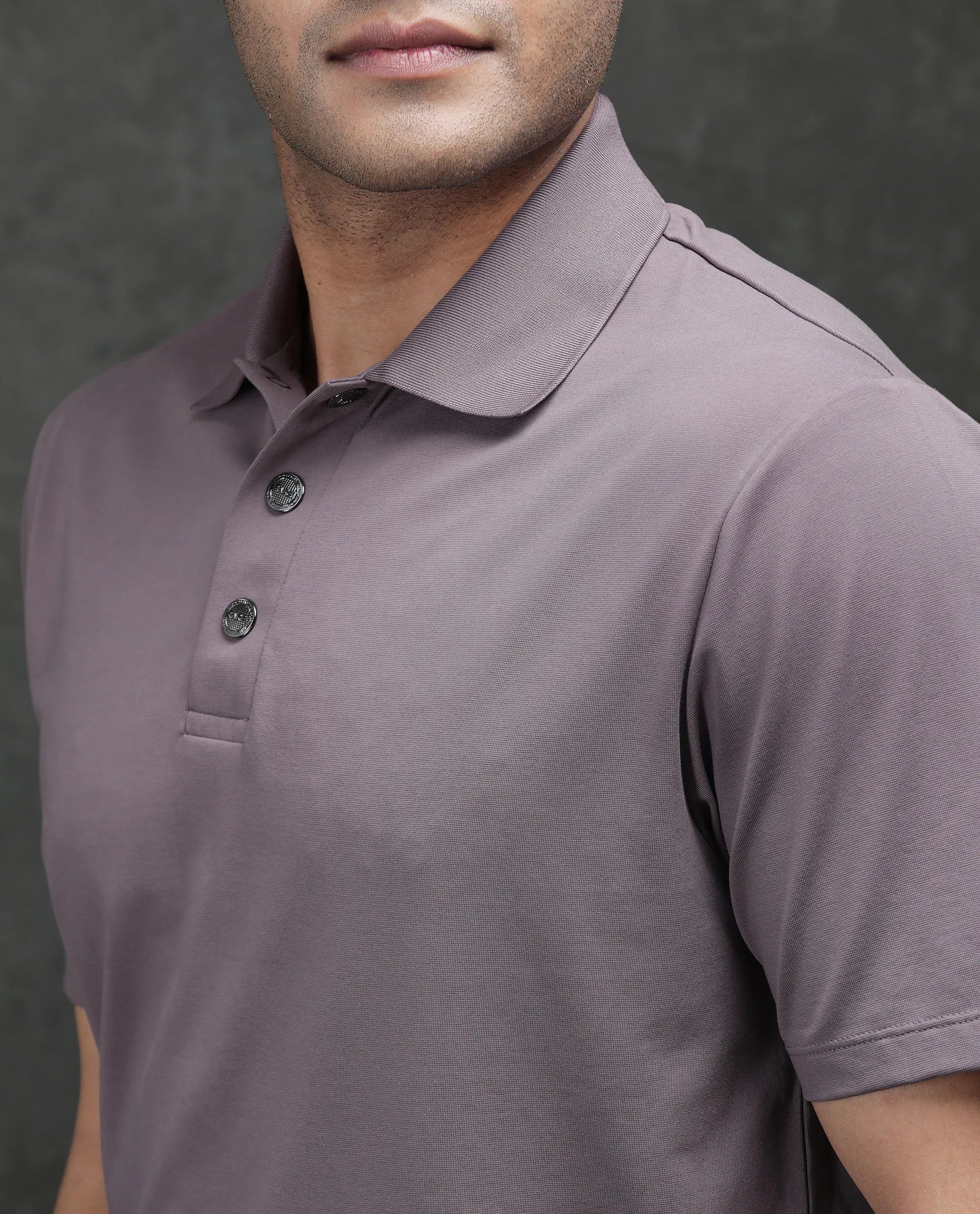 Rare Rabbit Men's Tang-25 Dusky Pink Cotton Blend Plain Regular Fit Half Sleeve Polo - Image 4