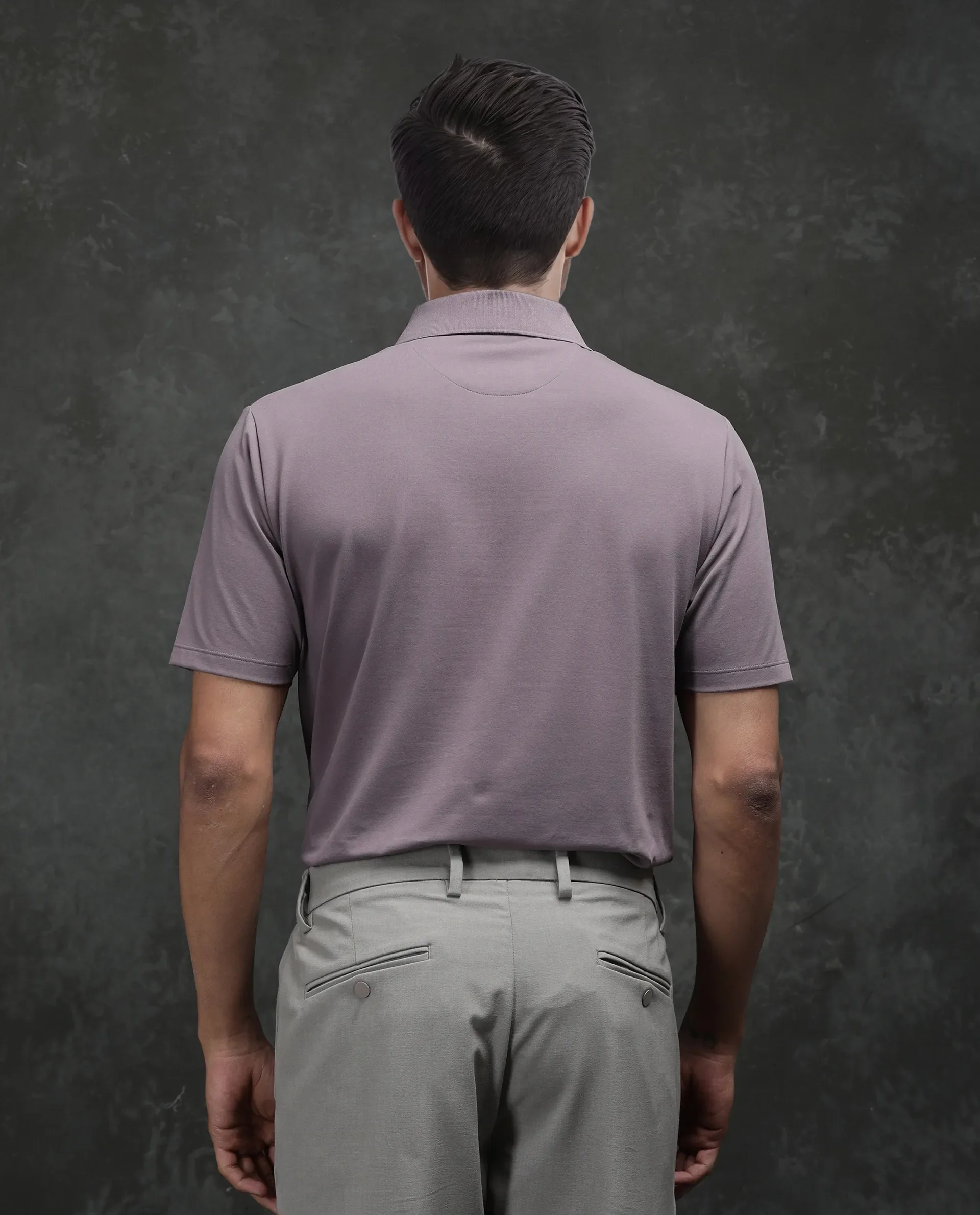 Rare Rabbit Men's Tang-25 Dusky Pink Cotton Blend Plain Regular Fit Half Sleeve Polo - Image 5