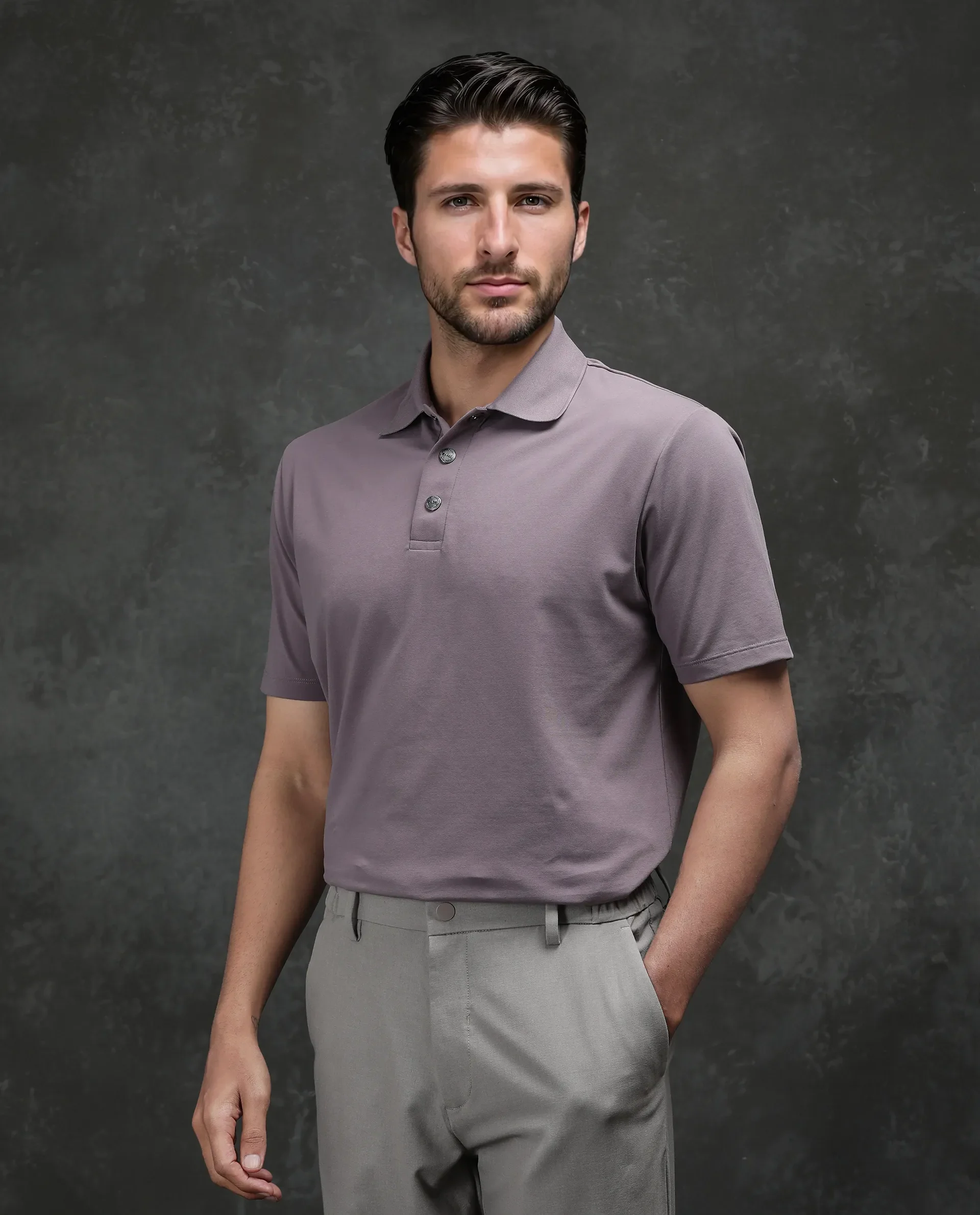 Rare Rabbit Men's Tang-25 Dusky Pink Cotton Blend Plain Regular Fit Half Sleeve Polo - Image 8
