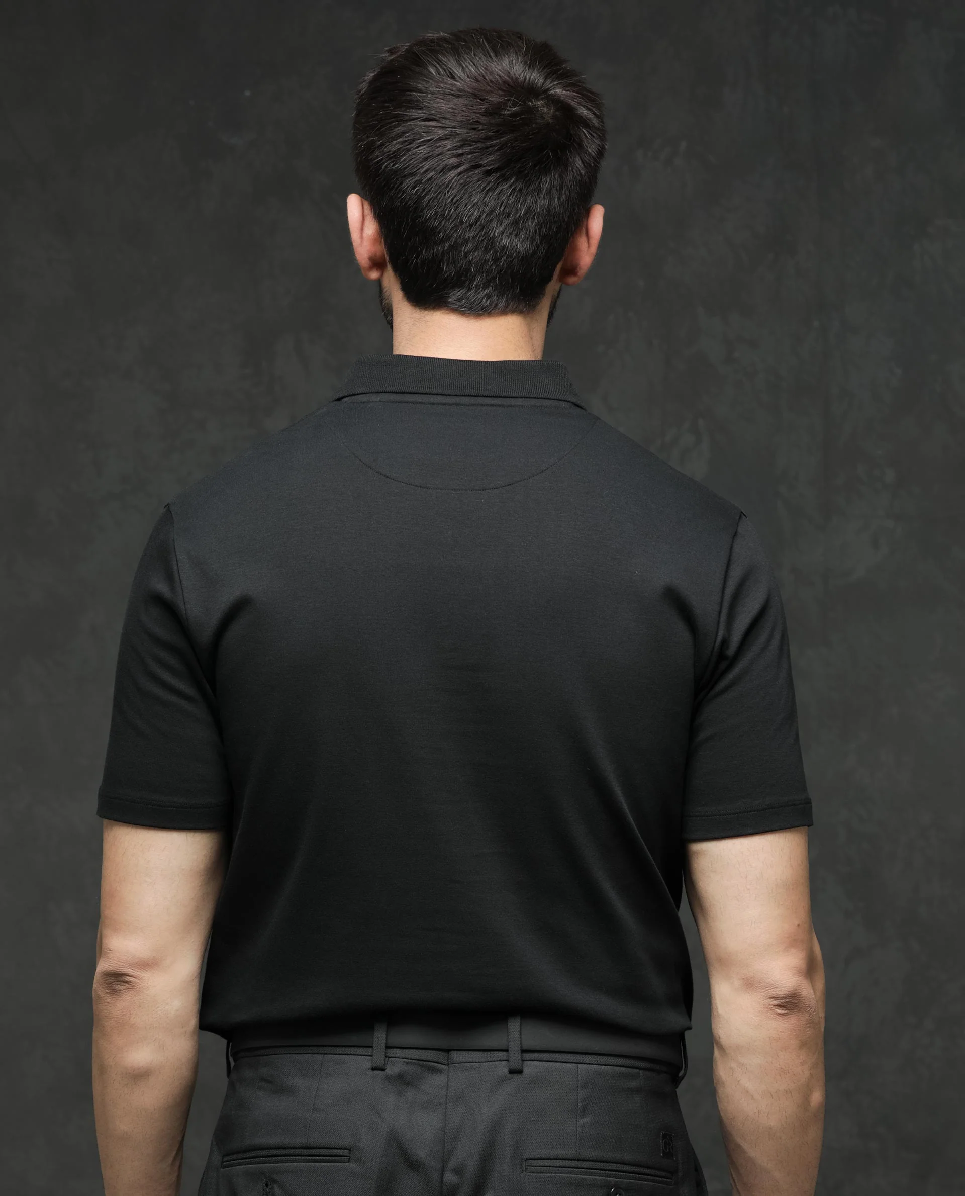 Rare Rabbit Men's Tang Black Cotton Plain Regular Fit Half Sleeve Polo - Image 10