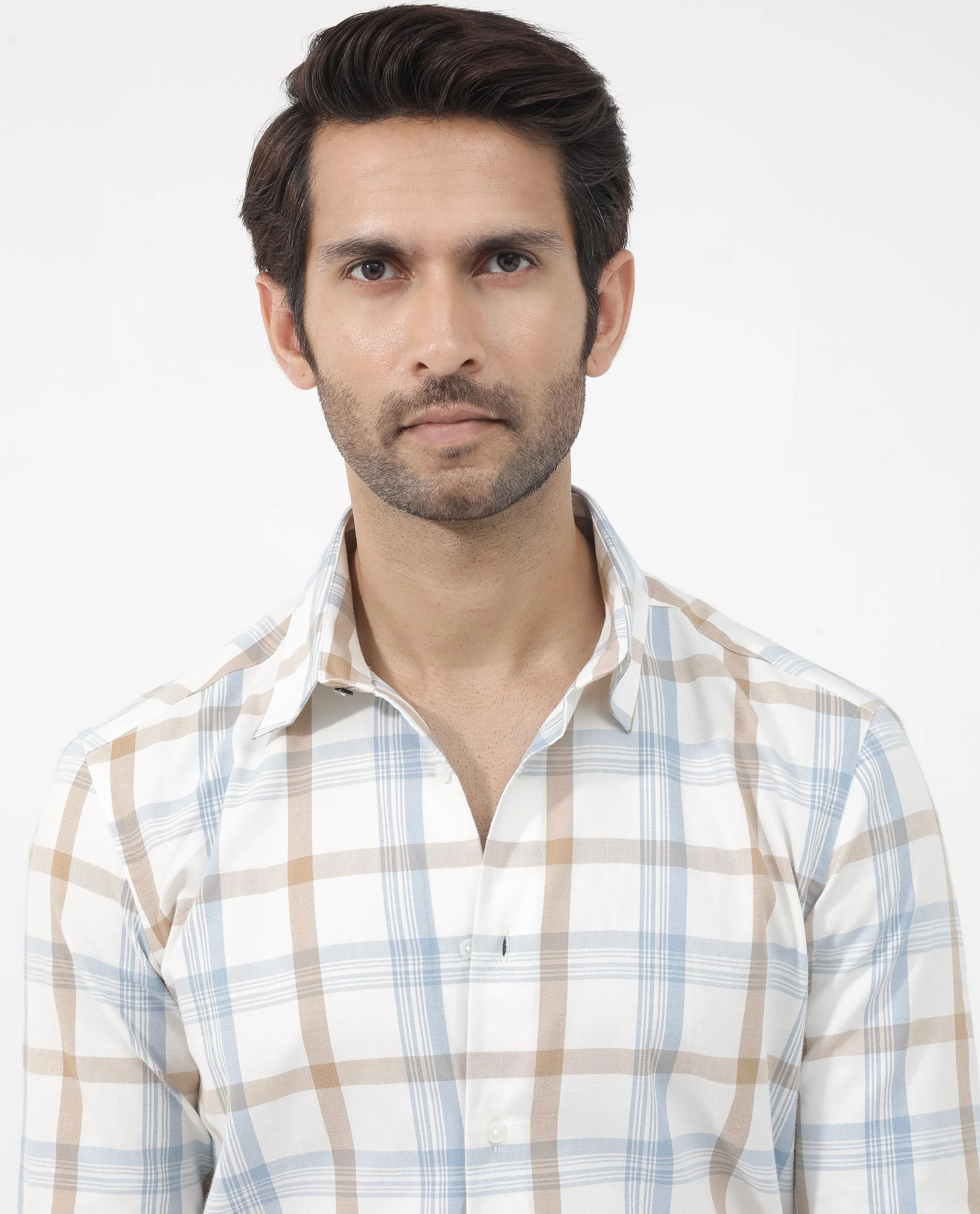 Rare Rabbit Men's Tanner Dusky Blue Cotton Checked Print Regular Fit Full Sleeve Collared Shirt - Image 4