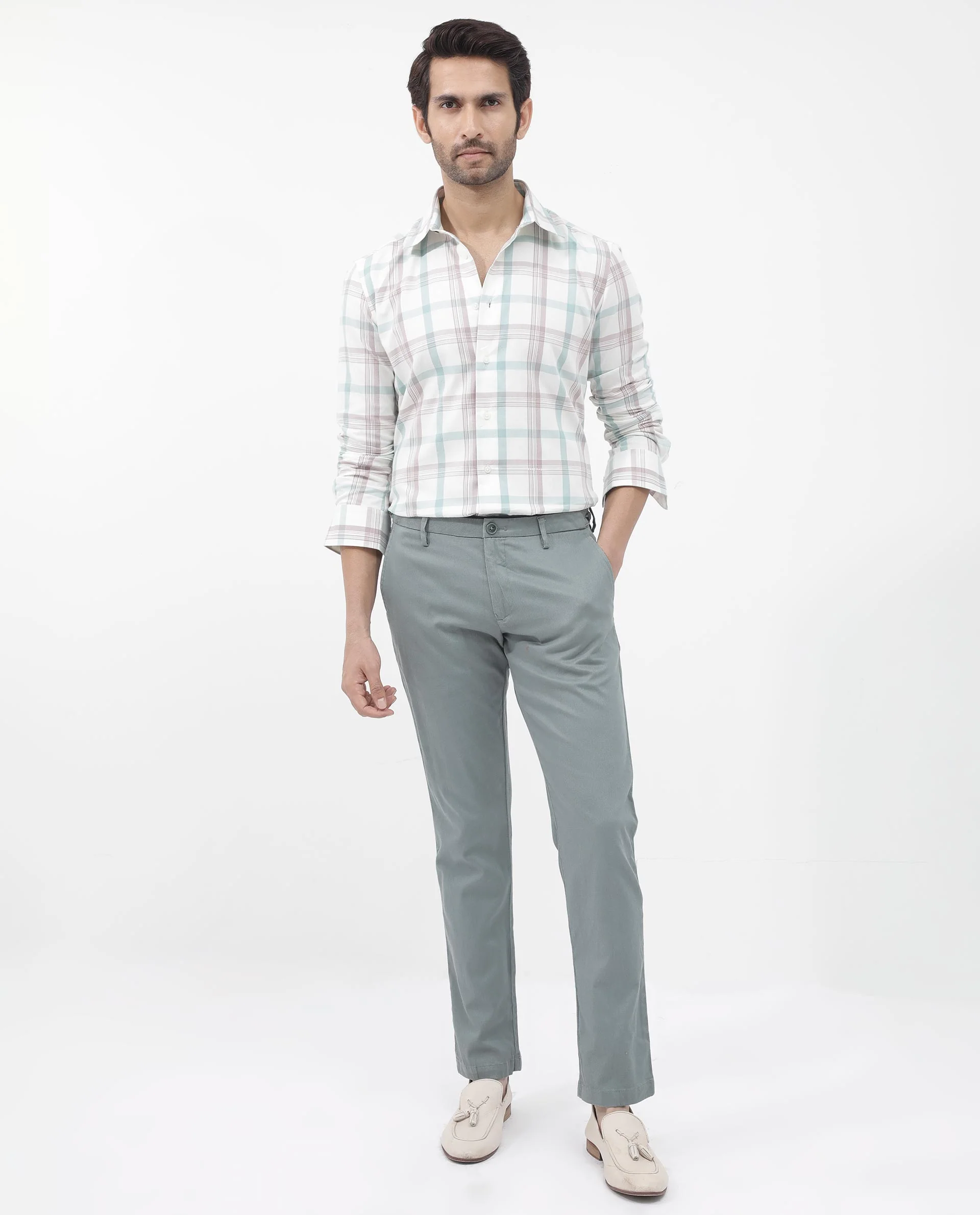 Rare Rabbit Men's Tanner Dusky Pink Cotton Checked Print Regular Fit Full Sleeve Collared Shirt - Image 2