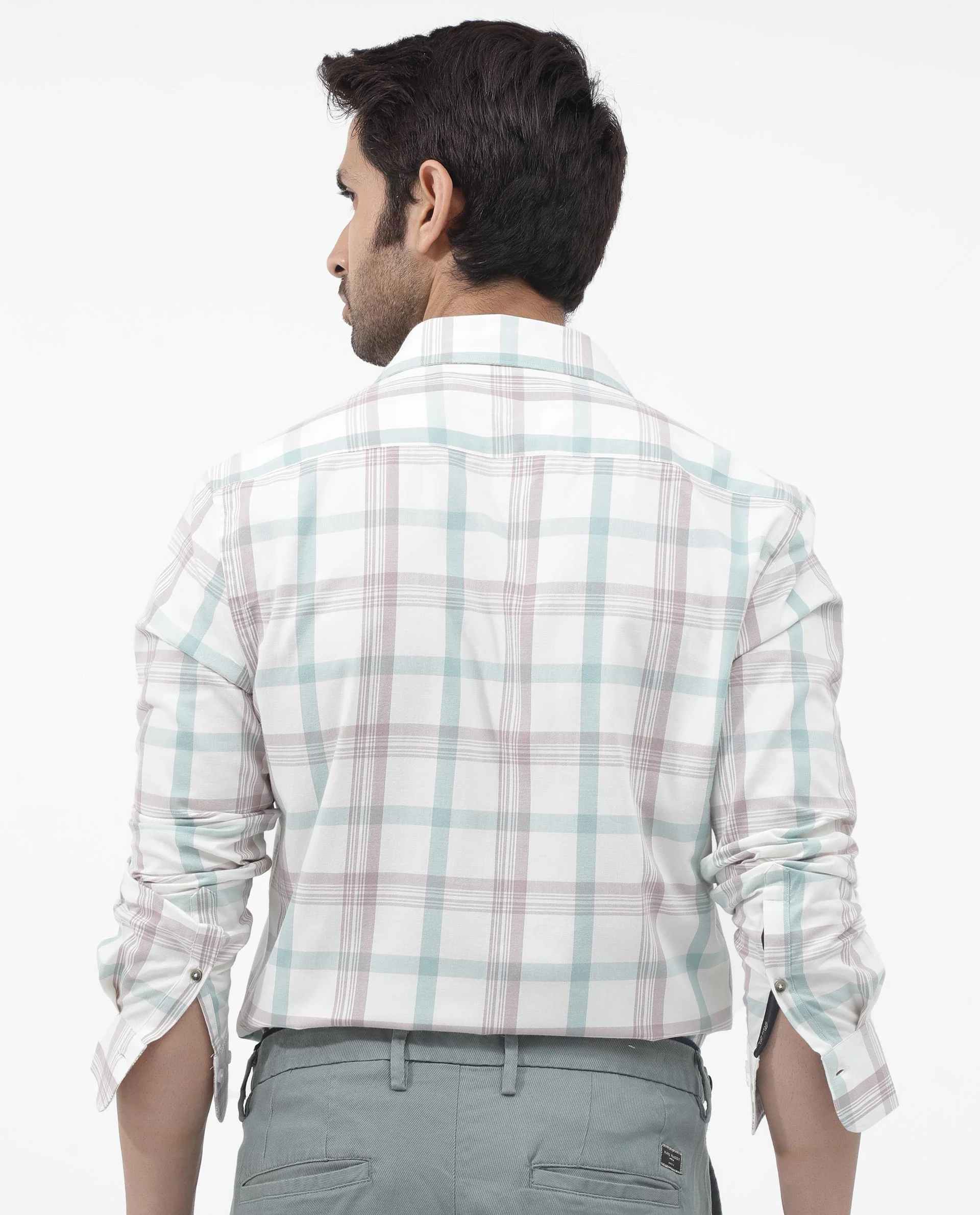 Rare Rabbit Men's Tanner Dusky Pink Cotton Checked Print Regular Fit Full Sleeve Collared Shirt - Image 7