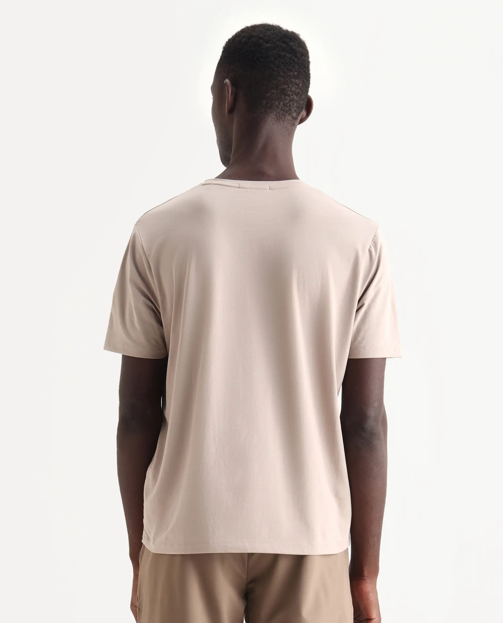 Rare Rabbit Men's Tanz Dark Beige Cotton Blend Graphic Print Regular Fit Half Sleeve Crew Neck T-Shirt - Image 7