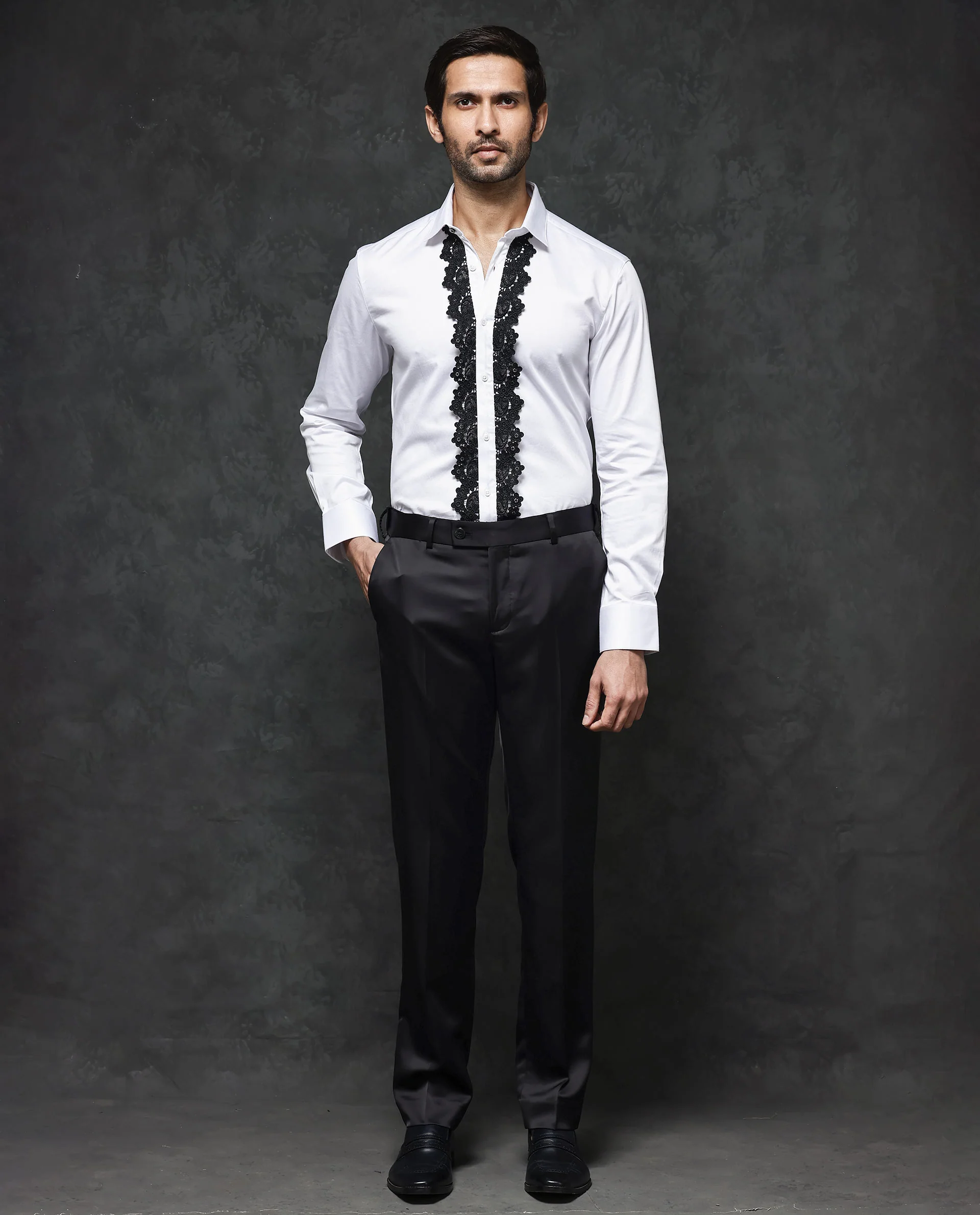 Rare Rabbit Men's Tapeon White Cotton Blend Embroidered Regular Fit Full Sleeve Collared Shirt - Image 2
