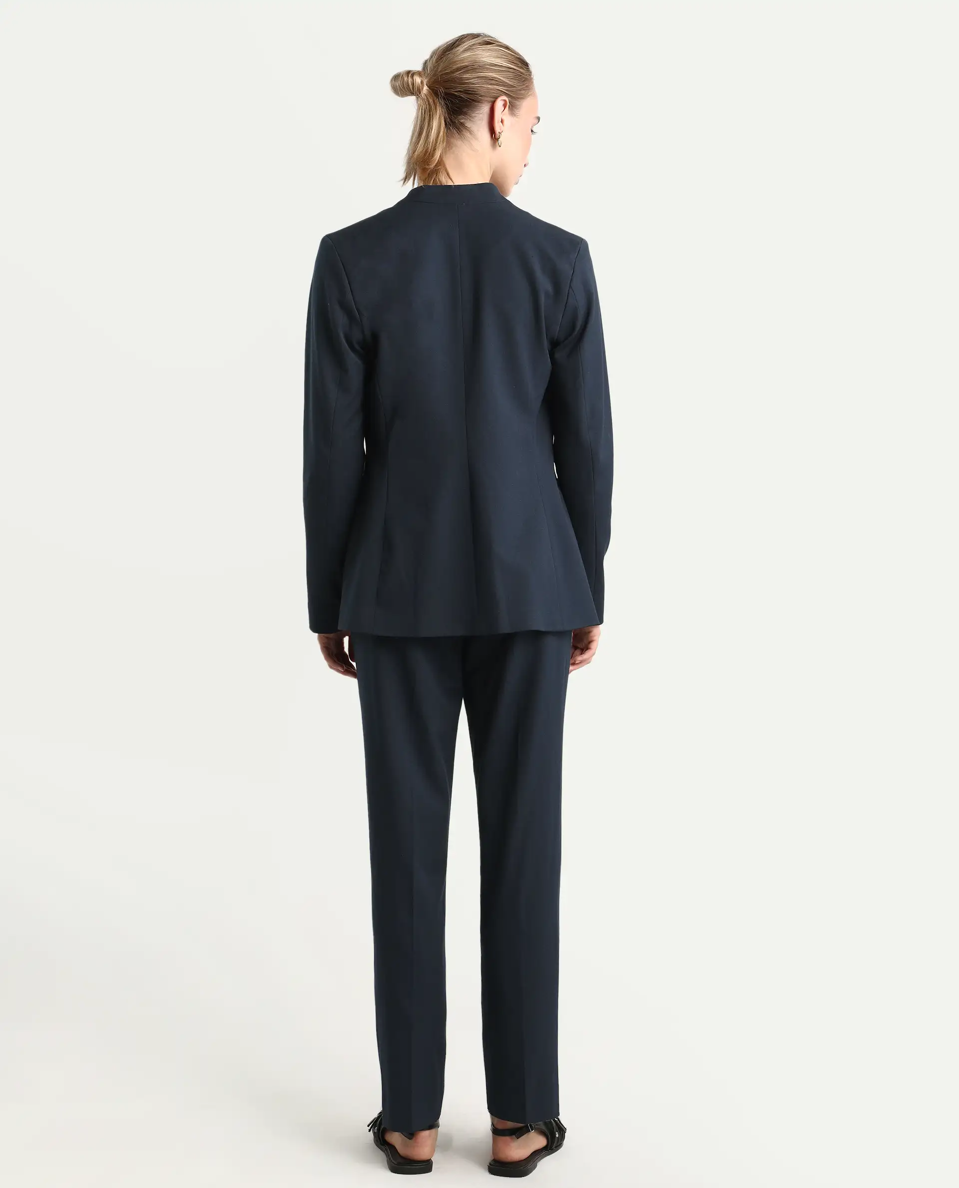 Rareism Women's Taper Navy Polyester Blend Tapered Ankle Length Plain Travel Trouser - Image 10