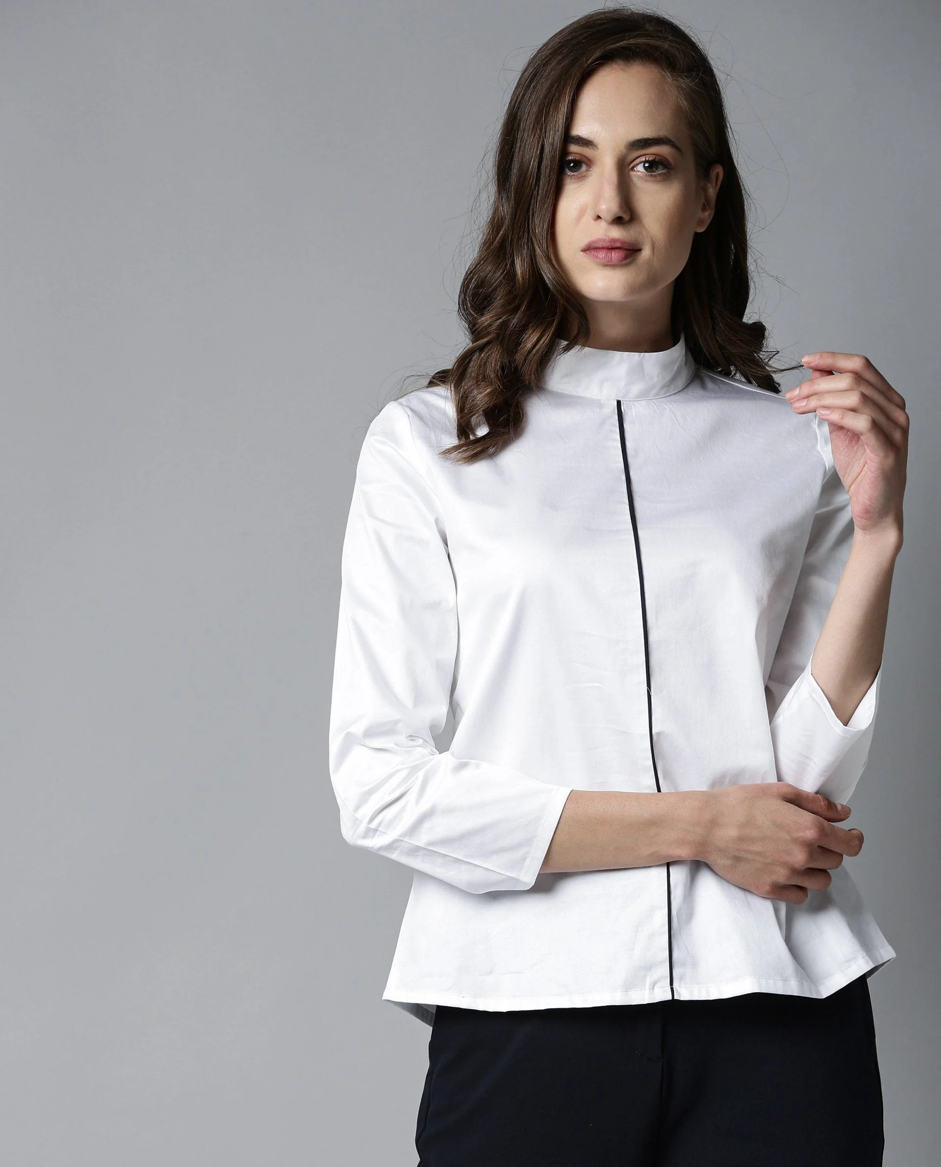 Rareism Women Tappy White Top Full Sleeves Solid