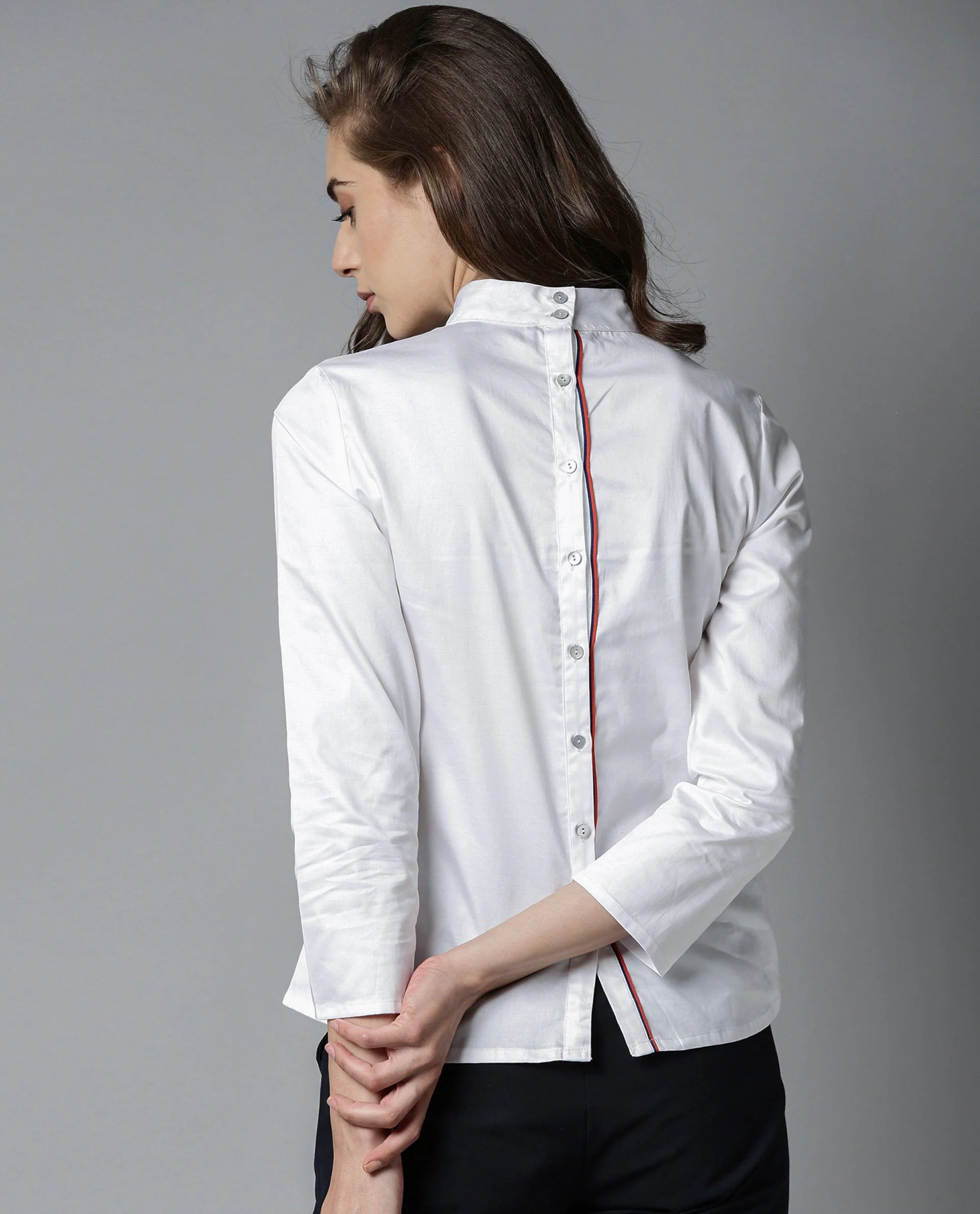 Rareism Women Tappy White Top Full Sleeves Solid - Image 2