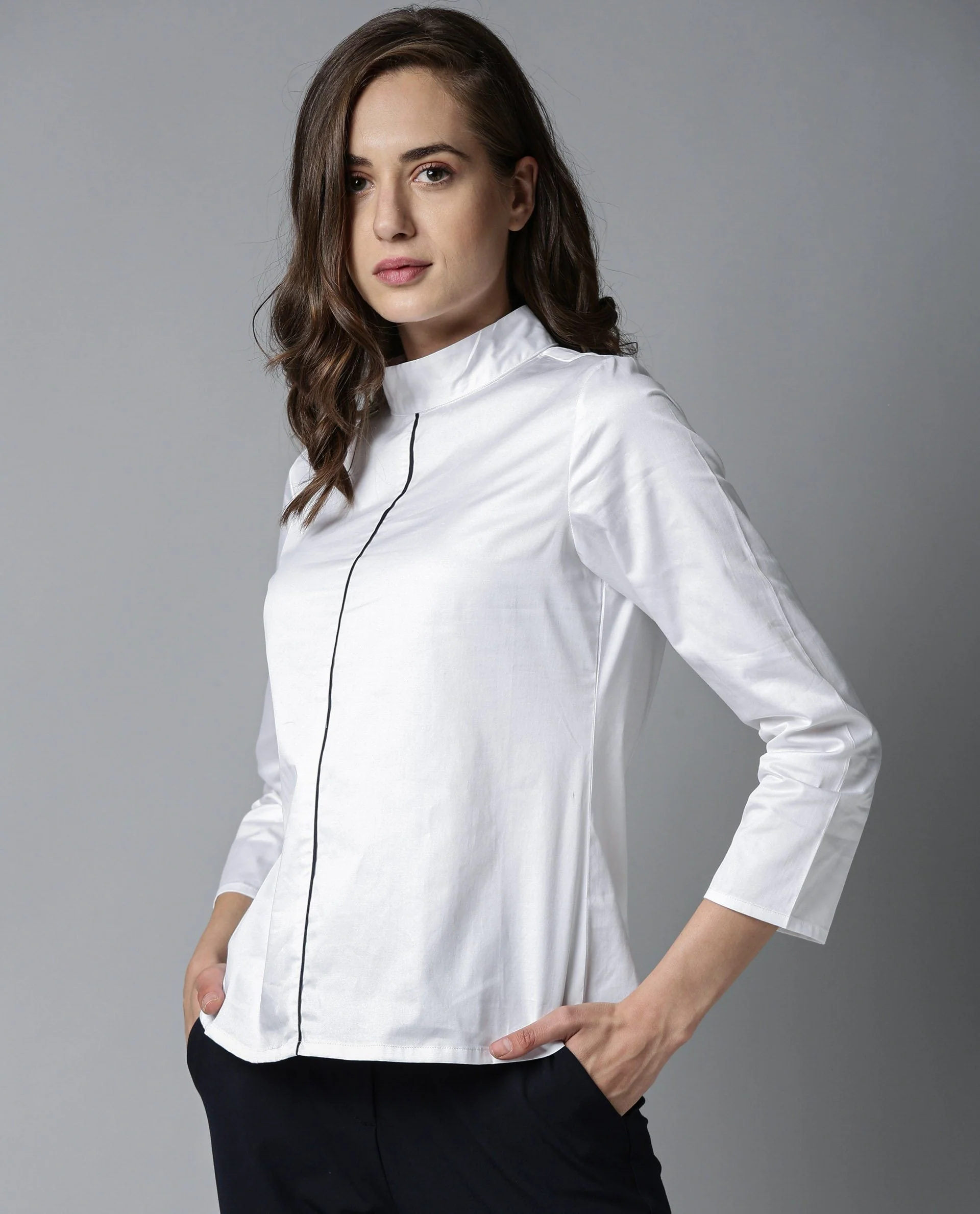 Rareism Women Tappy White Top Full Sleeves Solid - Image 3
