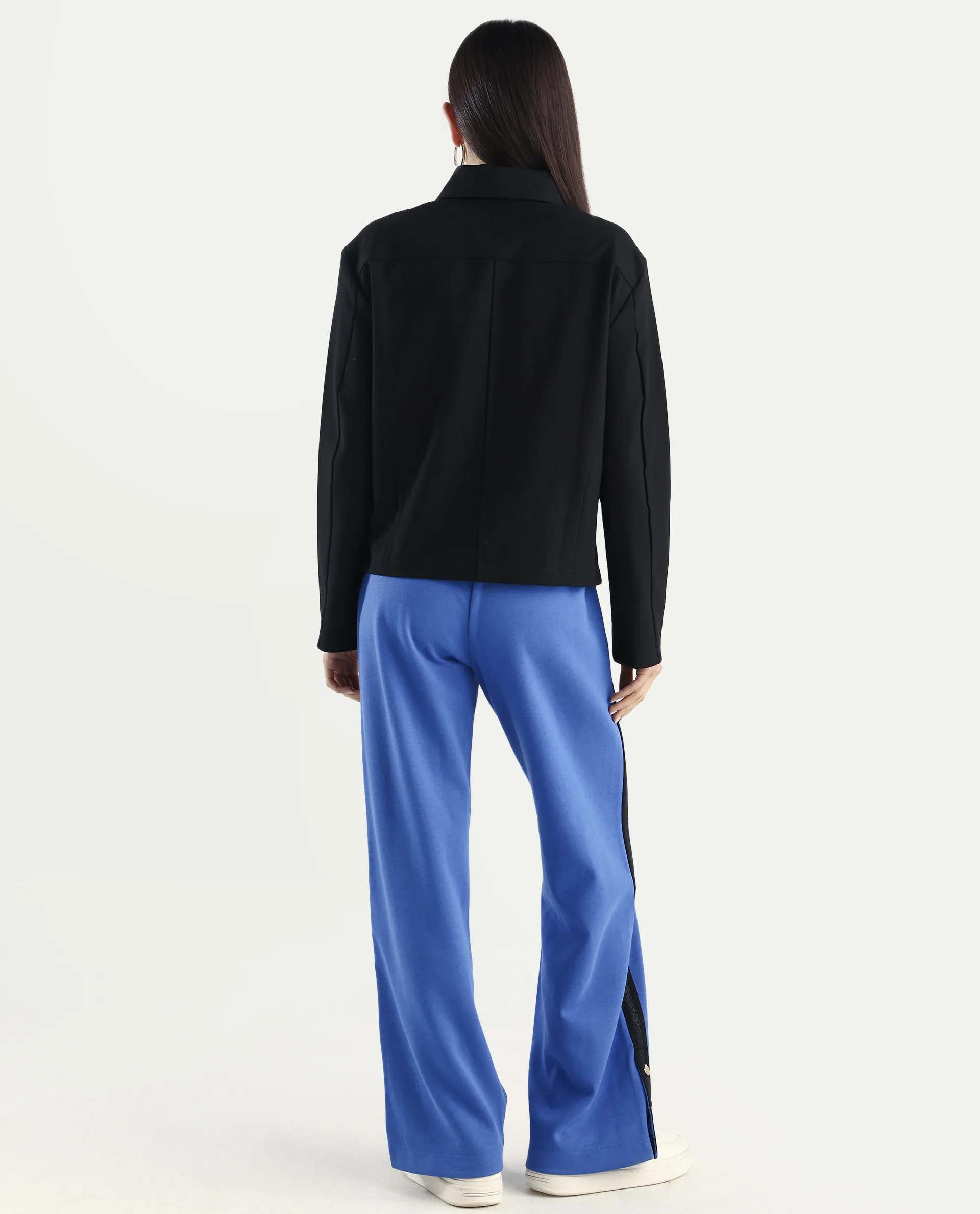 Rareism Women's Tappy Blue Cotton Blend Plain Ankle Length Regular Fit Track Pant - Image 7