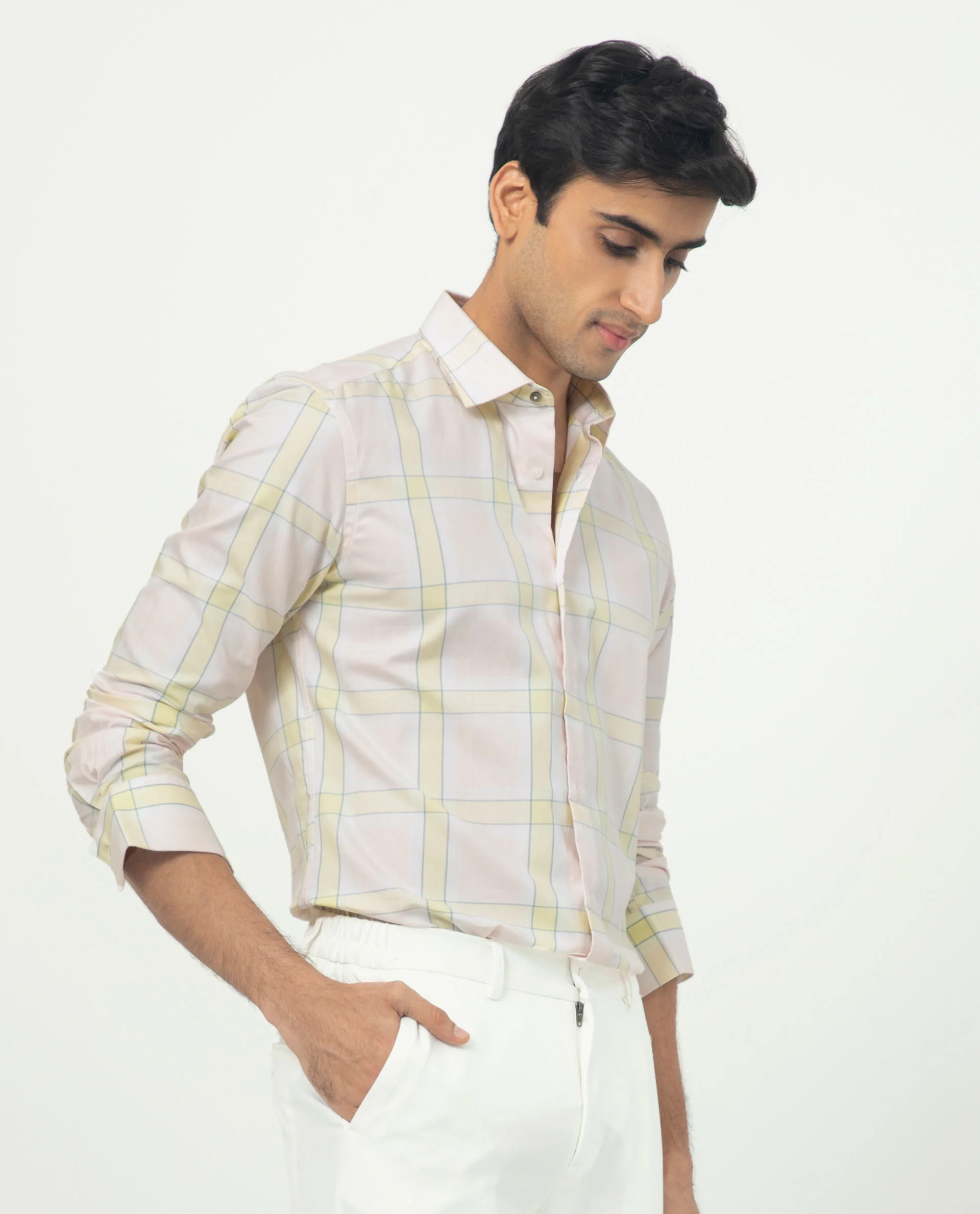 Rare Rabbit Men's Tarkin Light Pink Cotton Checked Print Regular Fit Full Sleeve Collared Shirt - Image 3
