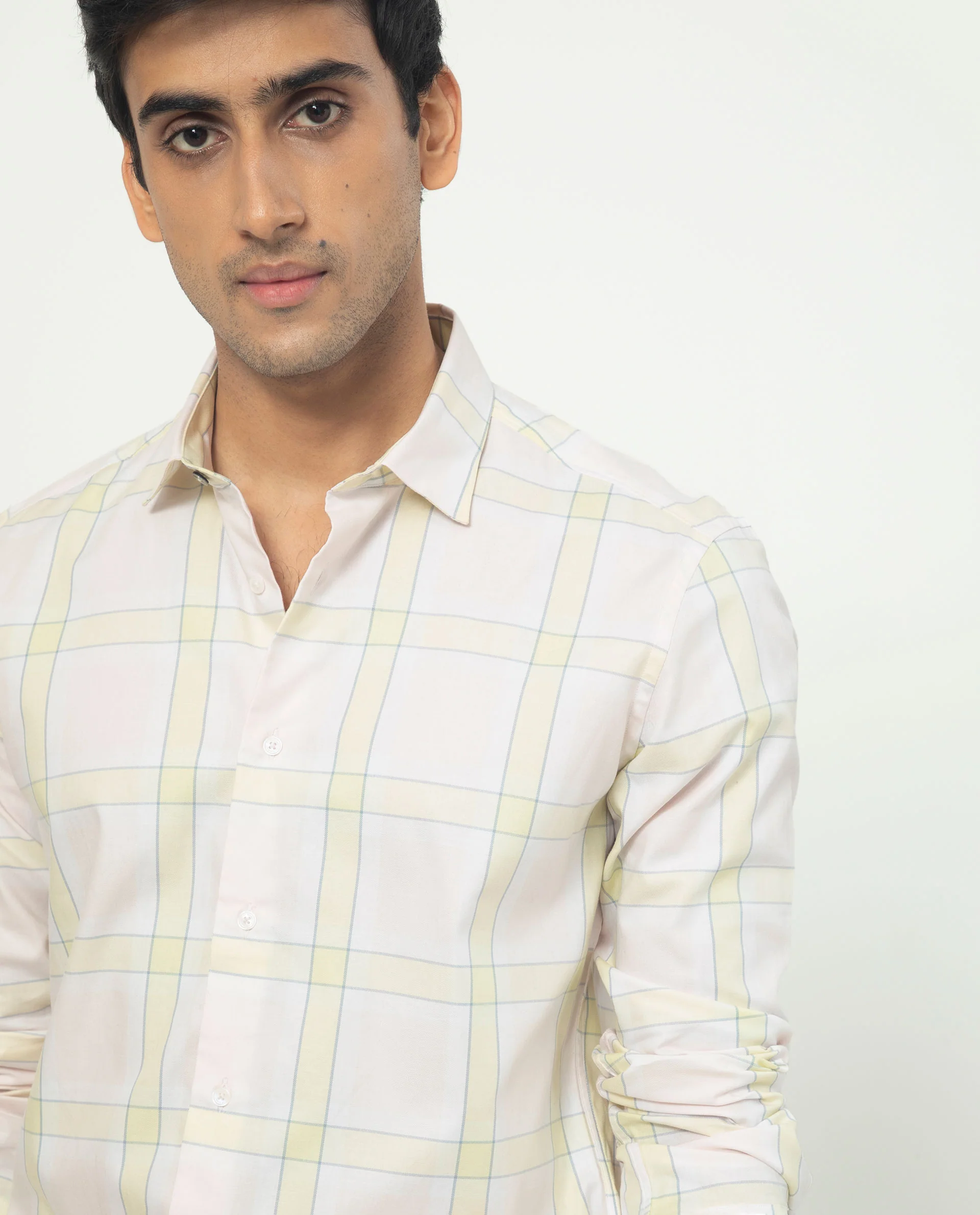 Rare Rabbit Men's Tarkin Light Pink Cotton Checked Print Regular Fit Full Sleeve Collared Shirt - Image 5