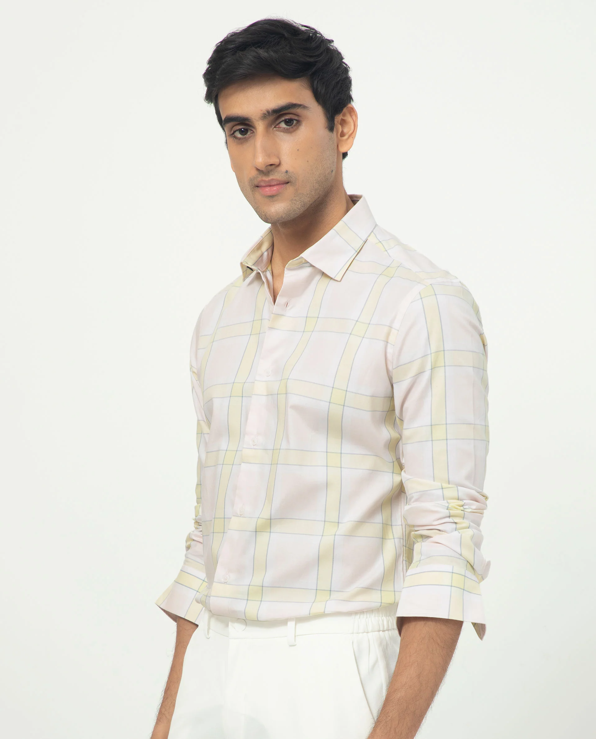 Rare Rabbit Men's Tarkin Light Pink Cotton Checked Print Regular Fit Full Sleeve Collared Shirt - Image 7