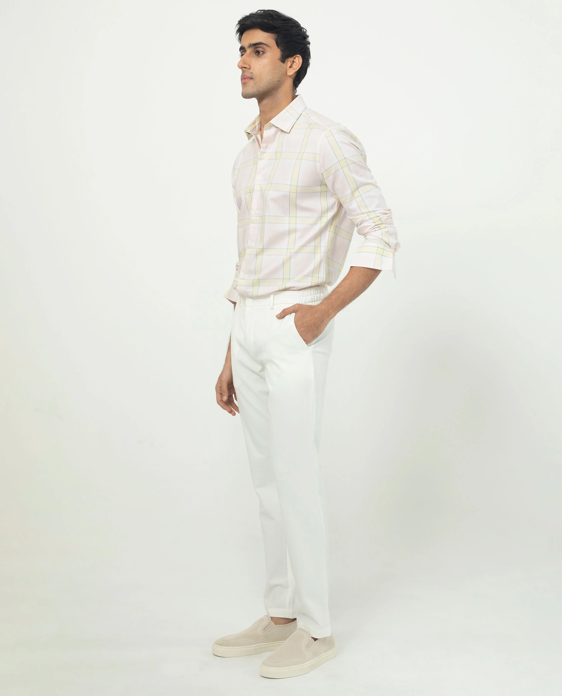 Rare Rabbit Men's Tarkin Light Pink Cotton Checked Print Regular Fit Full Sleeve Collared Shirt - Image 8